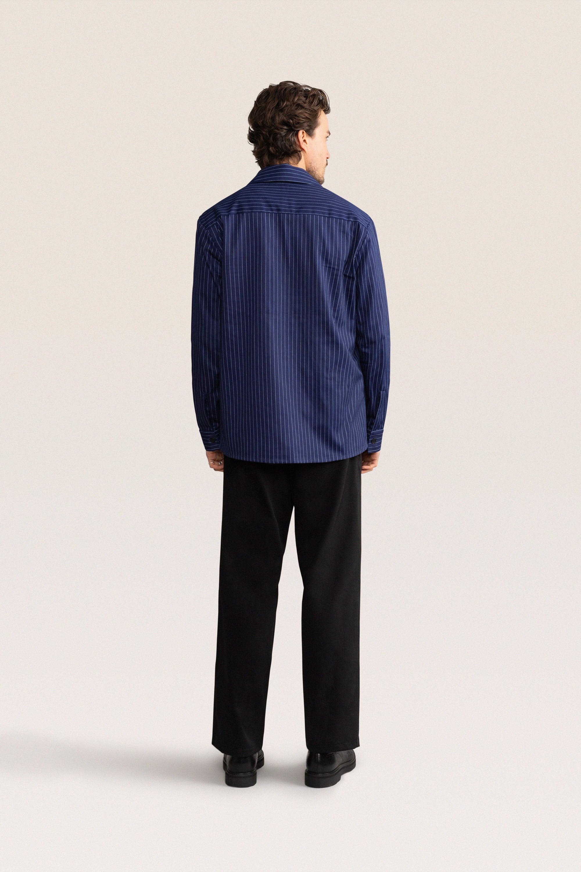 Bandsome Overshirt in Navy Pinstripe - Australian made cotton overshirt
