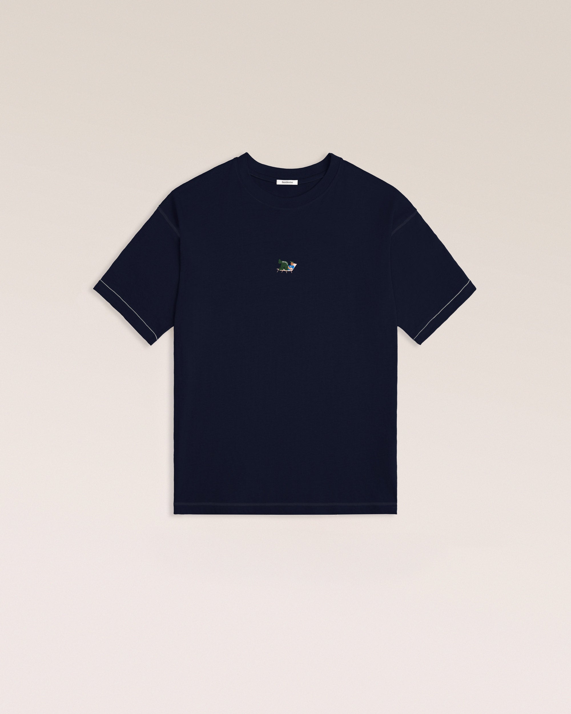 Bandsome Box T-Shirt in Navy Lying Man - Australian made organic cotton