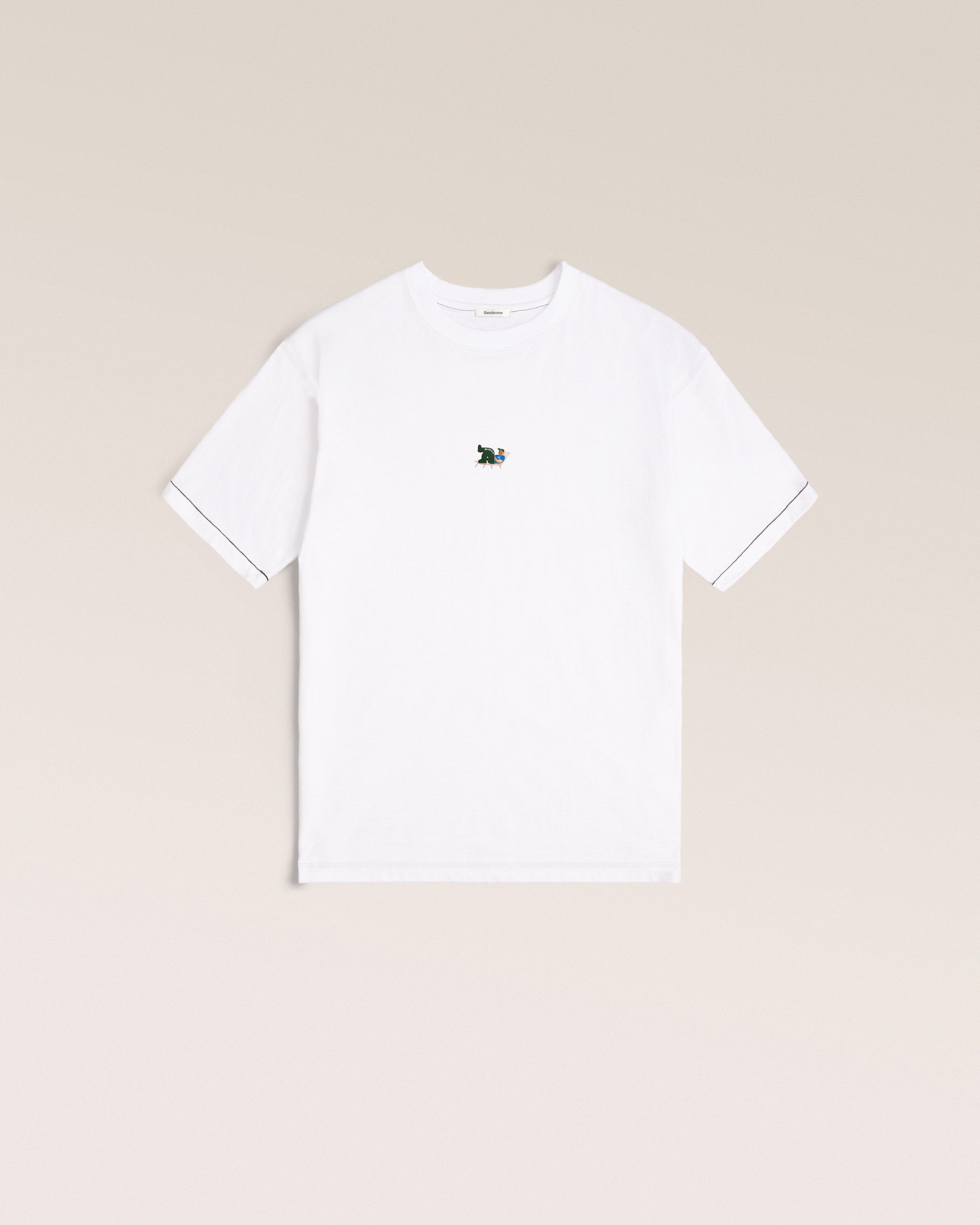 Bandsome Box T-Shirt in White Lying Man - Australian made organic cotton