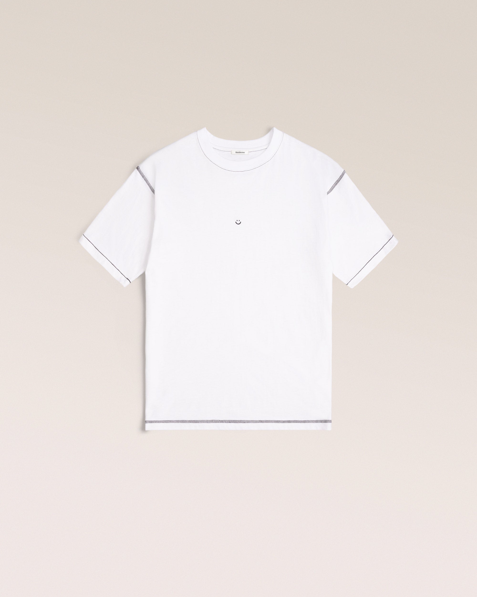 Bandsome Box T-Shirt in White Contrast Smiley - Australian made organic cotton