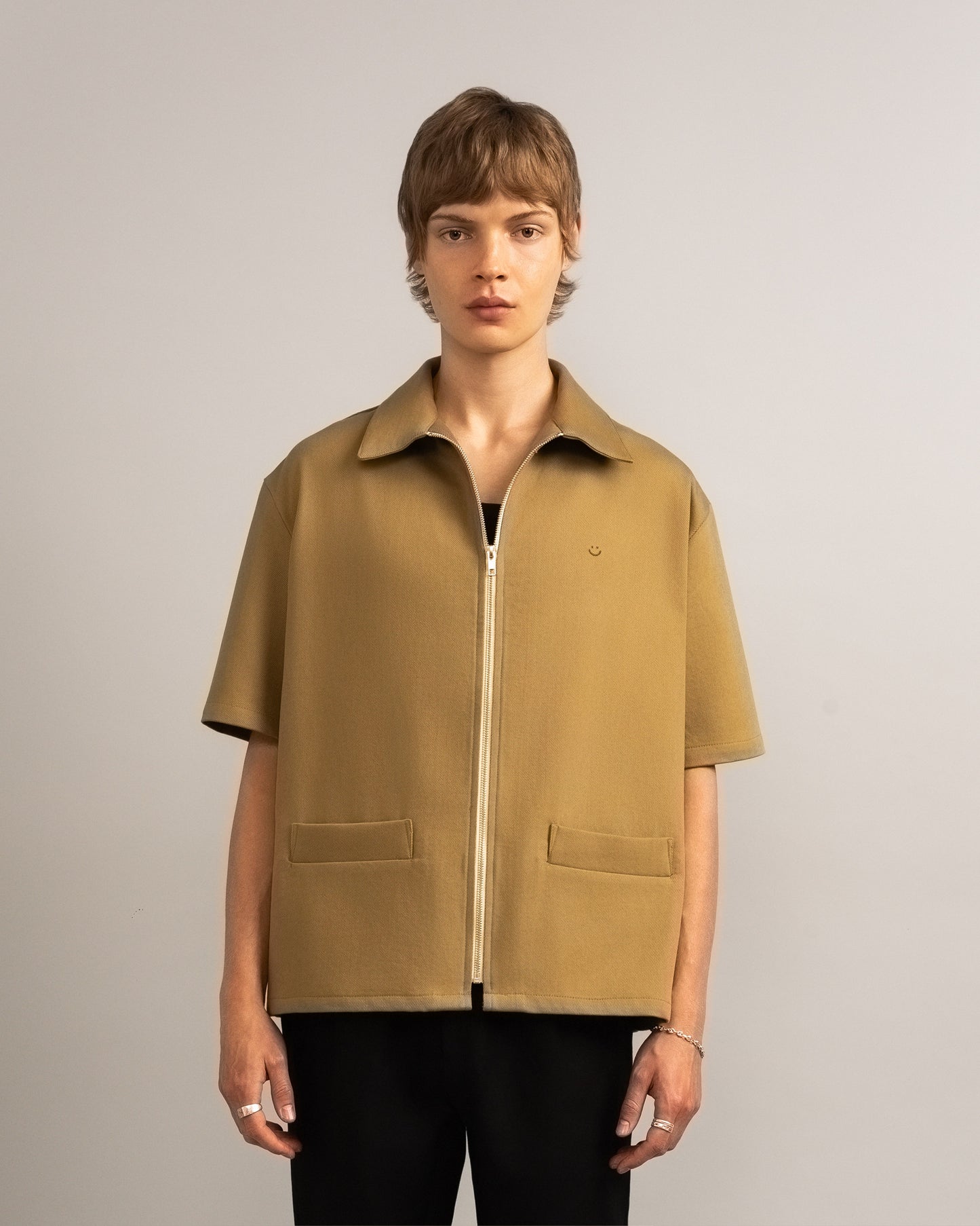 SS Drill Zip Shirt Camel