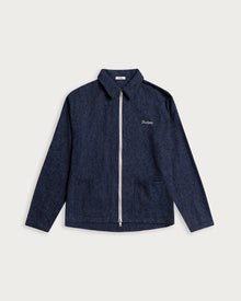 Iki LS Zip Jacket Blue Herringbone