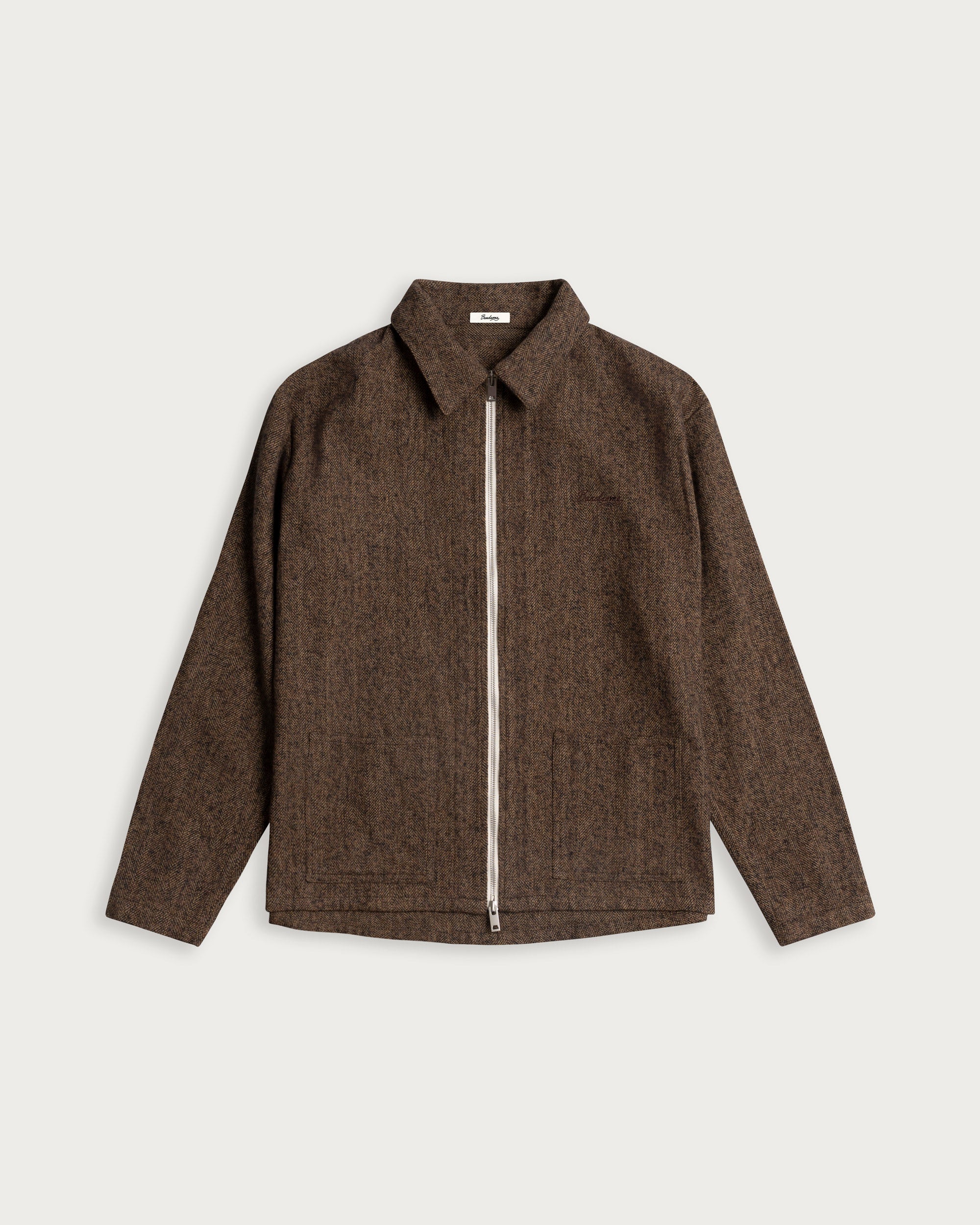 Iki LS Zip Jacket Brown Herringbone