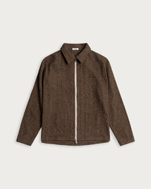 Iki LS Zip Jacket Brown Herringbone