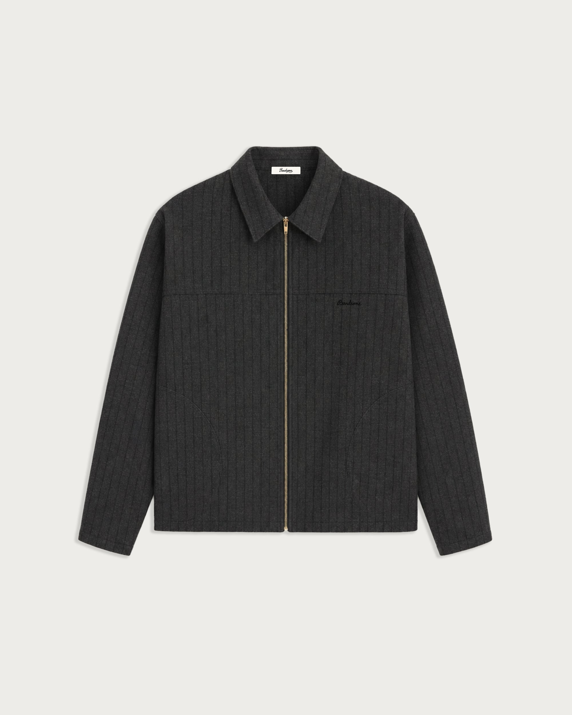 Fairway LS Zip Jacket Charcoal Herringbone