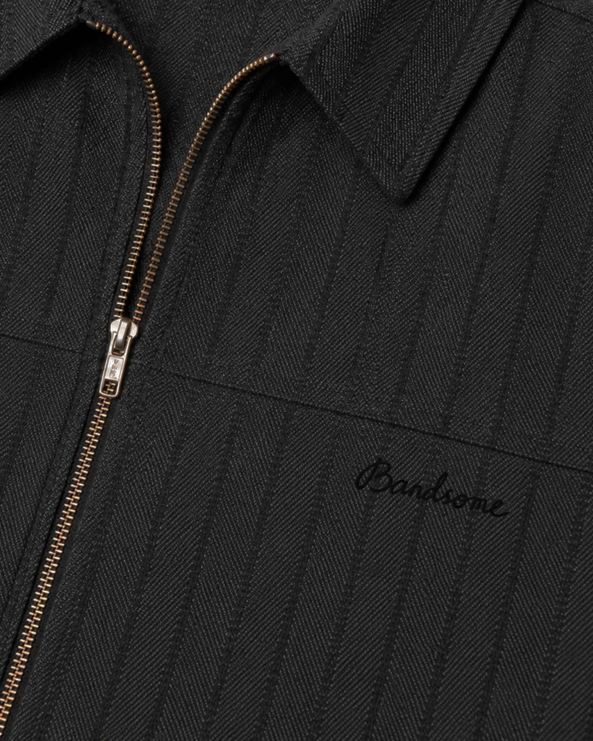 Fairway LS Zip Jacket Charcoal Herringbone-3