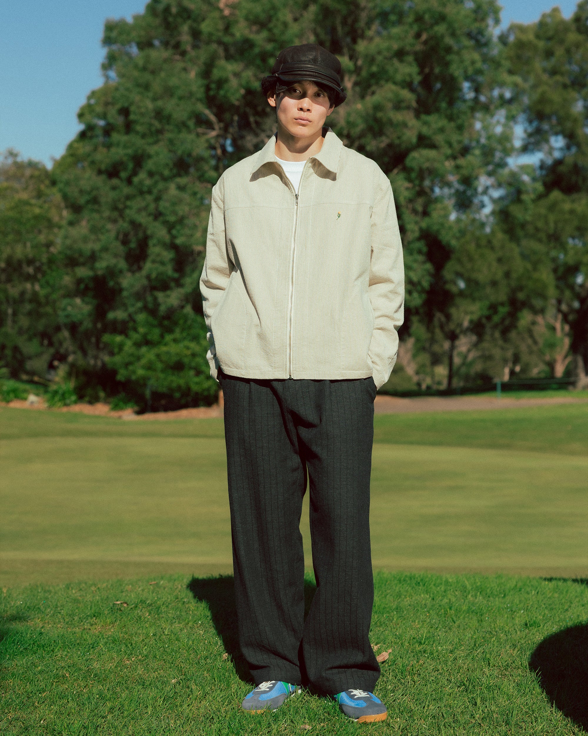 Fairway LS Zip Jacket Natural Stripe
