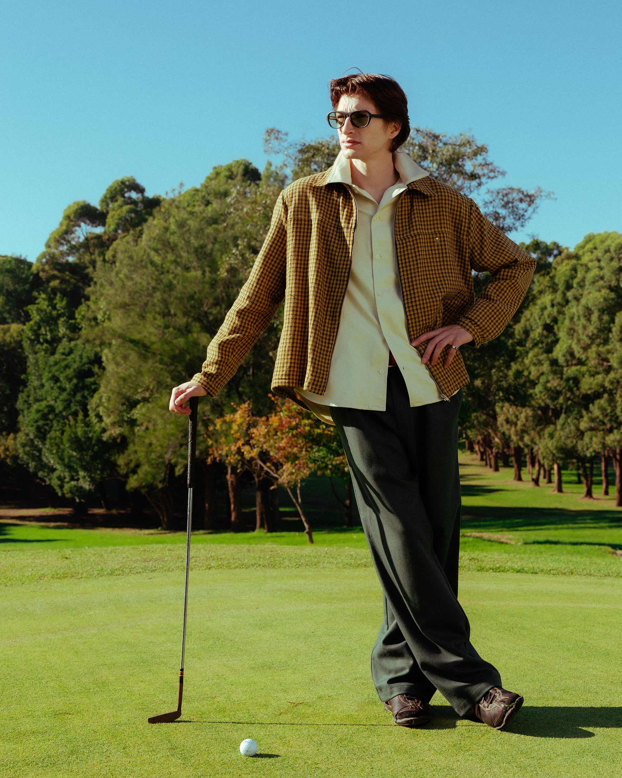 Fairway LS Zip Jacket Yellow Check