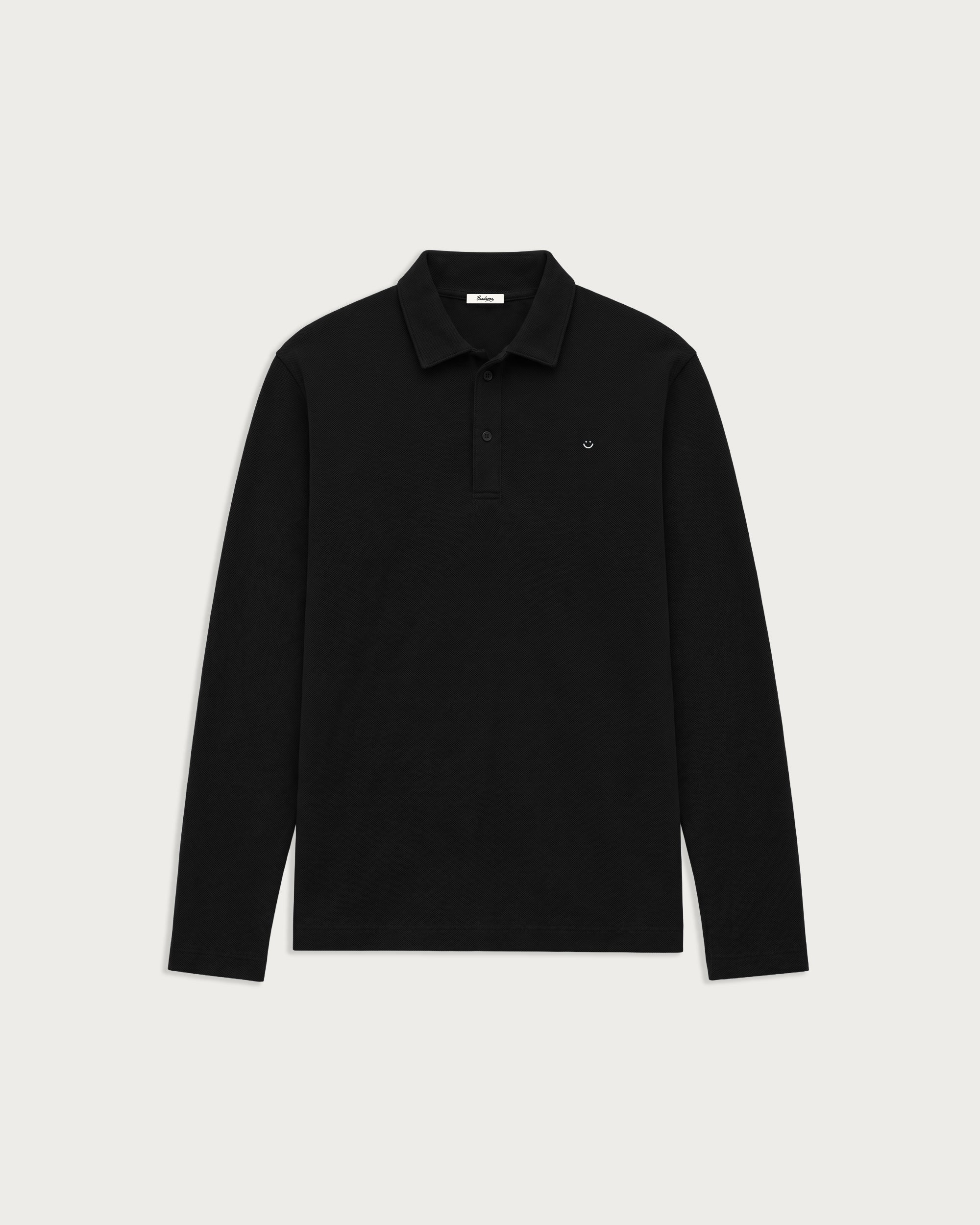 longsleeve pique polo shirt black-1