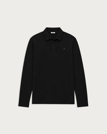 longsleeve pique polo shirt black