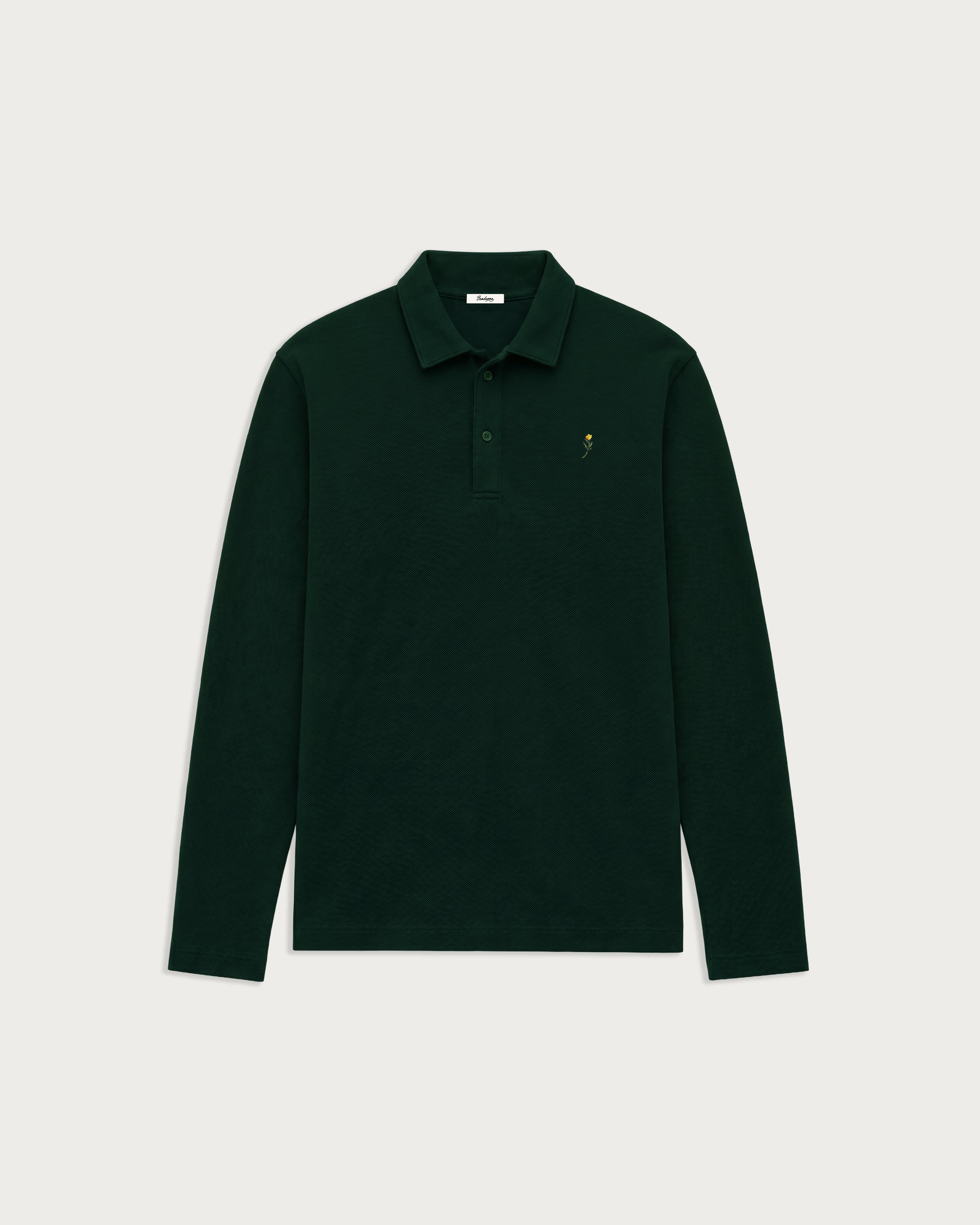 longsleeve pique polo shirt forest-1