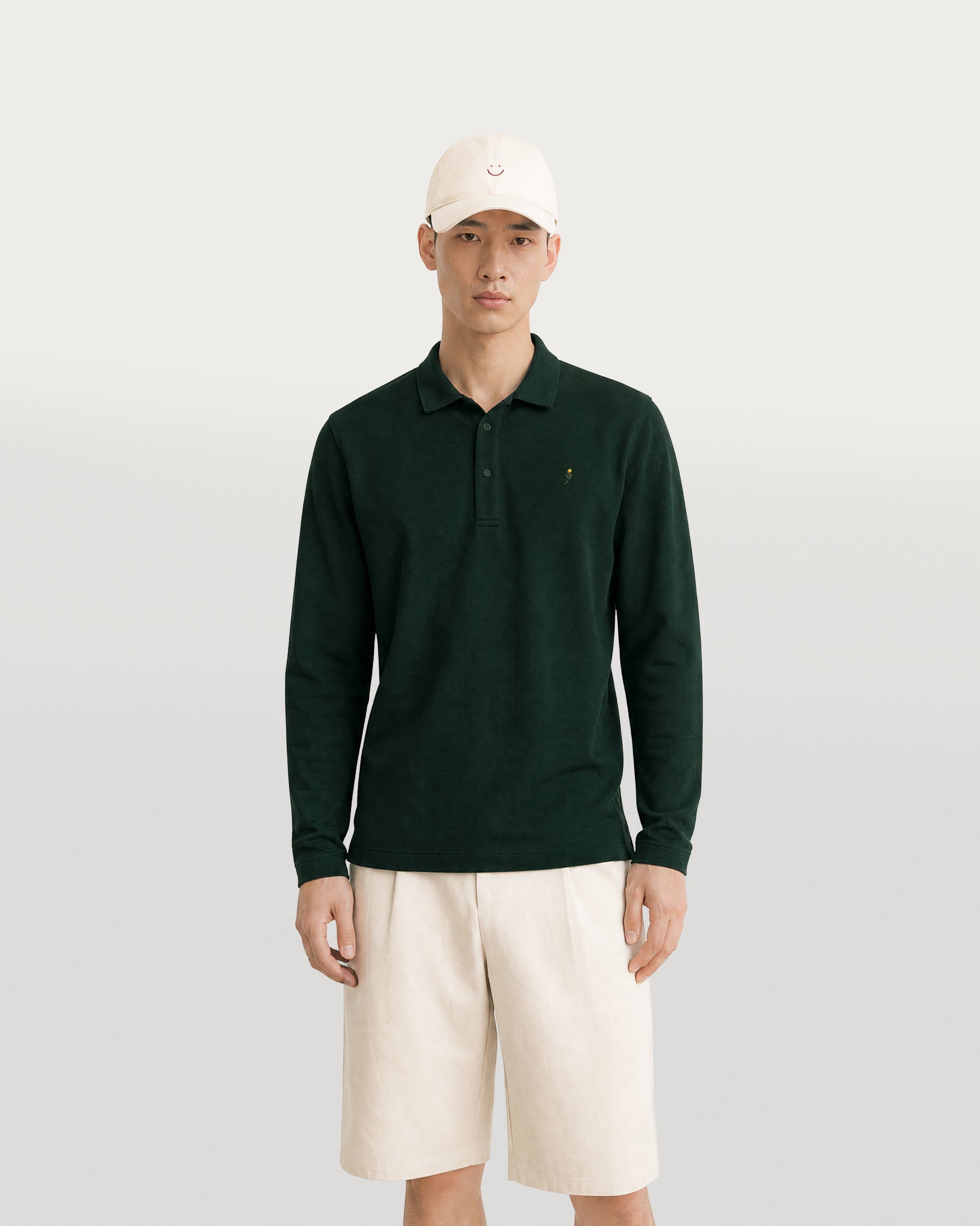longsleeve pique polo shirt forest-3