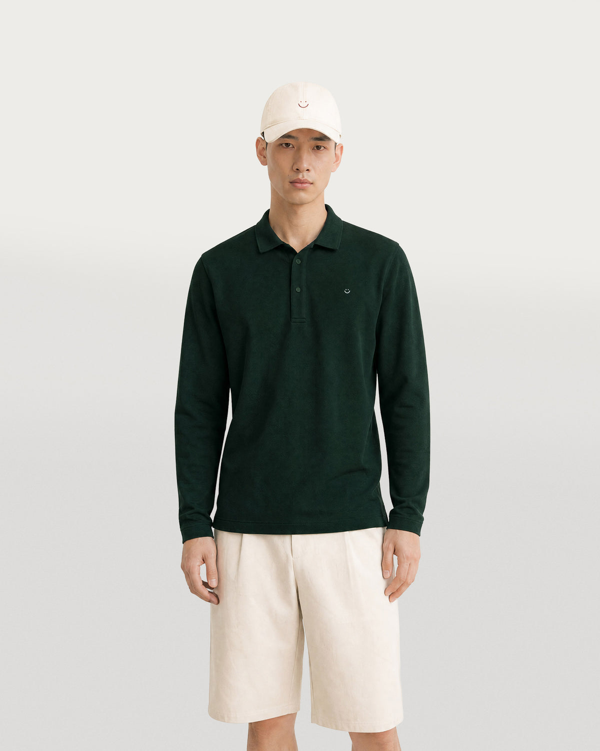 longsleeve pique polo shirt forest