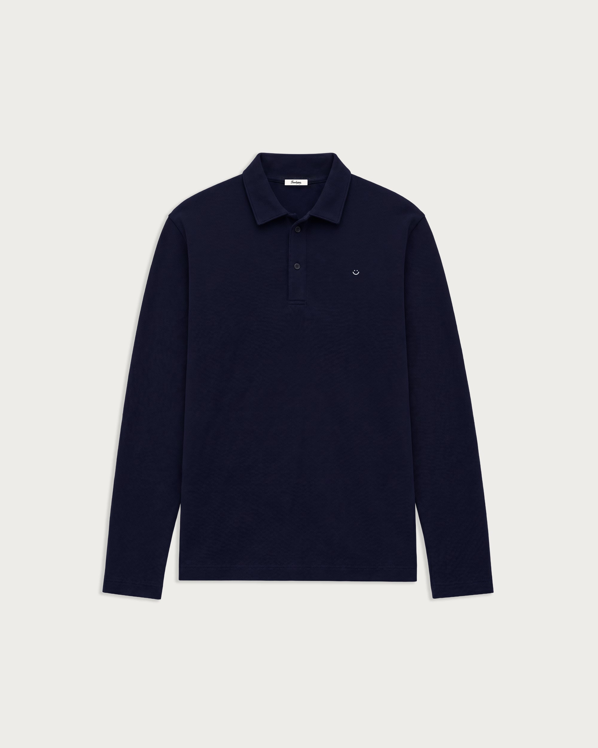 longsleeve pique polo shirt navy-1
