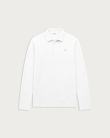 longsleeve pique polo shirt white