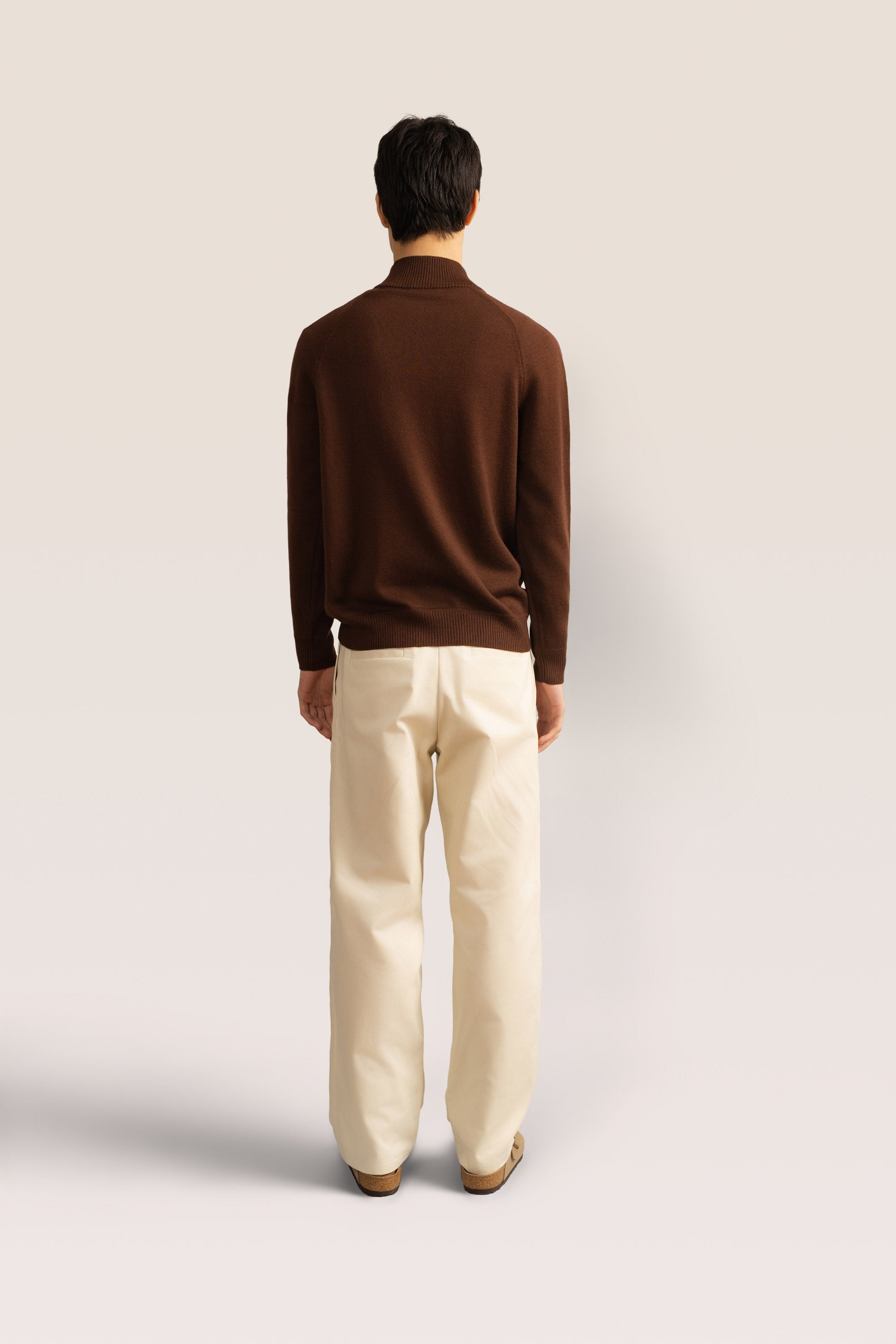 Bandsome Merino Wool Knitted Half Zip Top in Chocolate - merino wool top