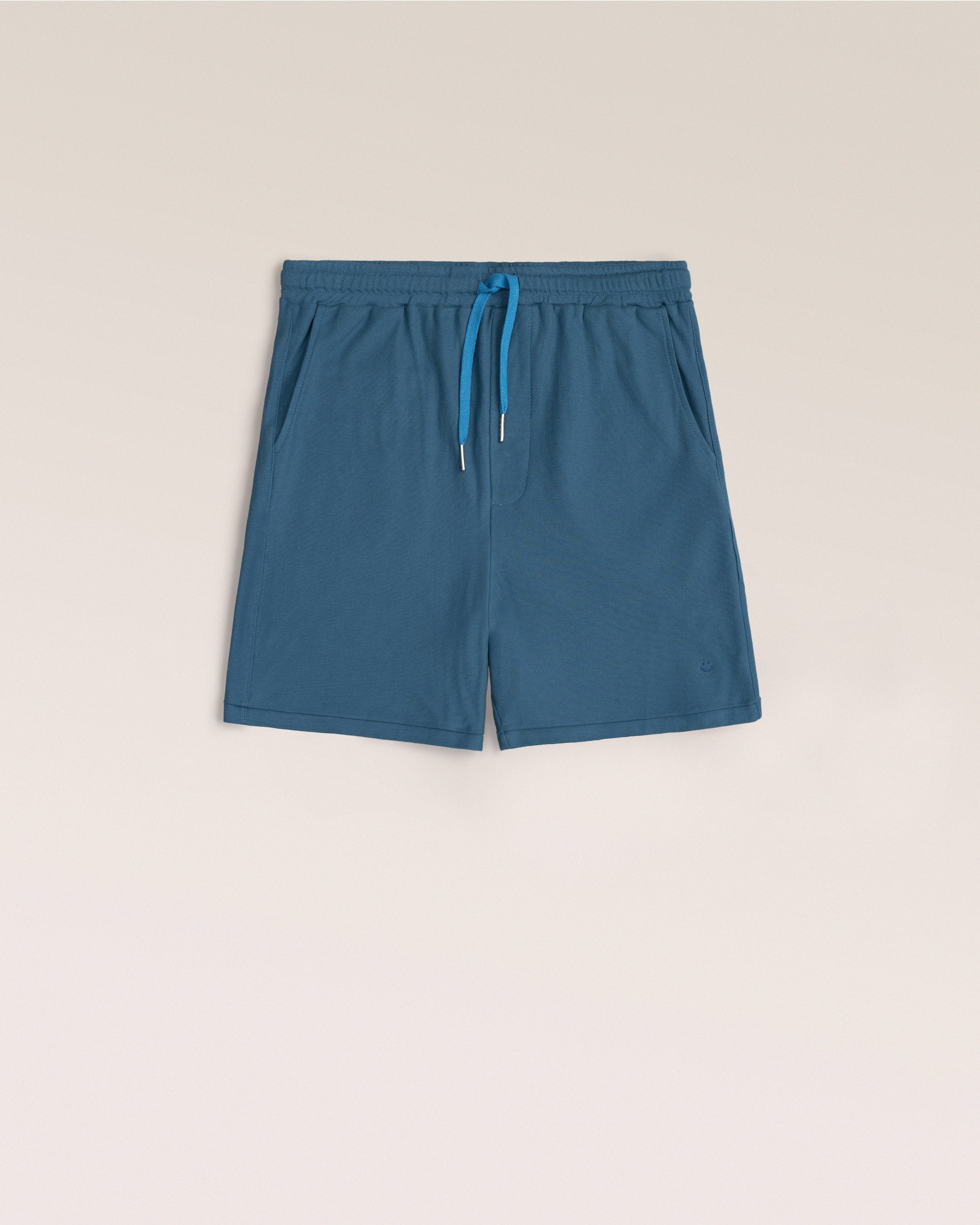 Bandsome pique shorts in cobalt smiley - Australian made organic cotton shorts