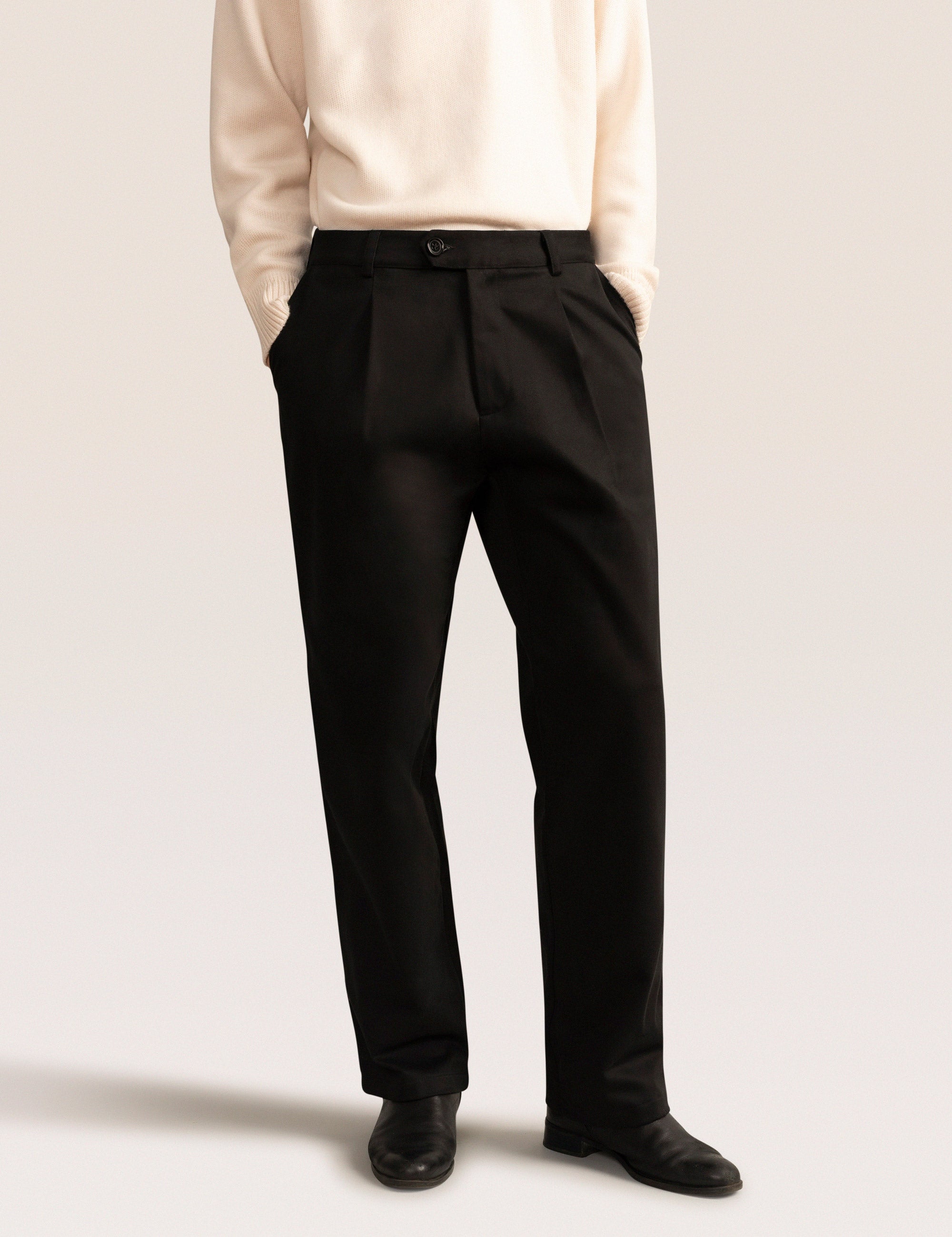 Bandsome pleated trouser in black - Australian made organic denim trousers