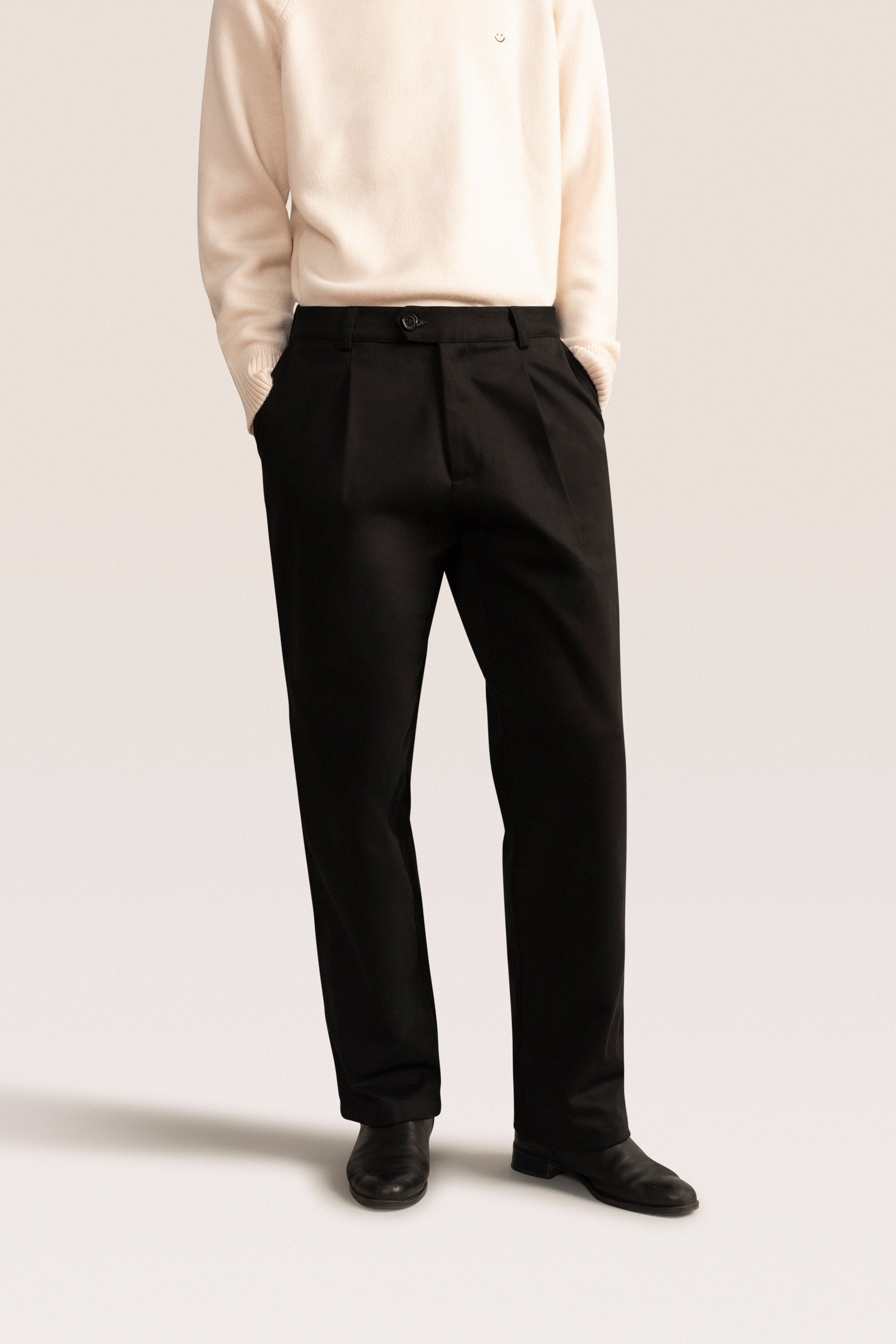 Bandsome pleated trouser in black - Australian made organic denim trousers