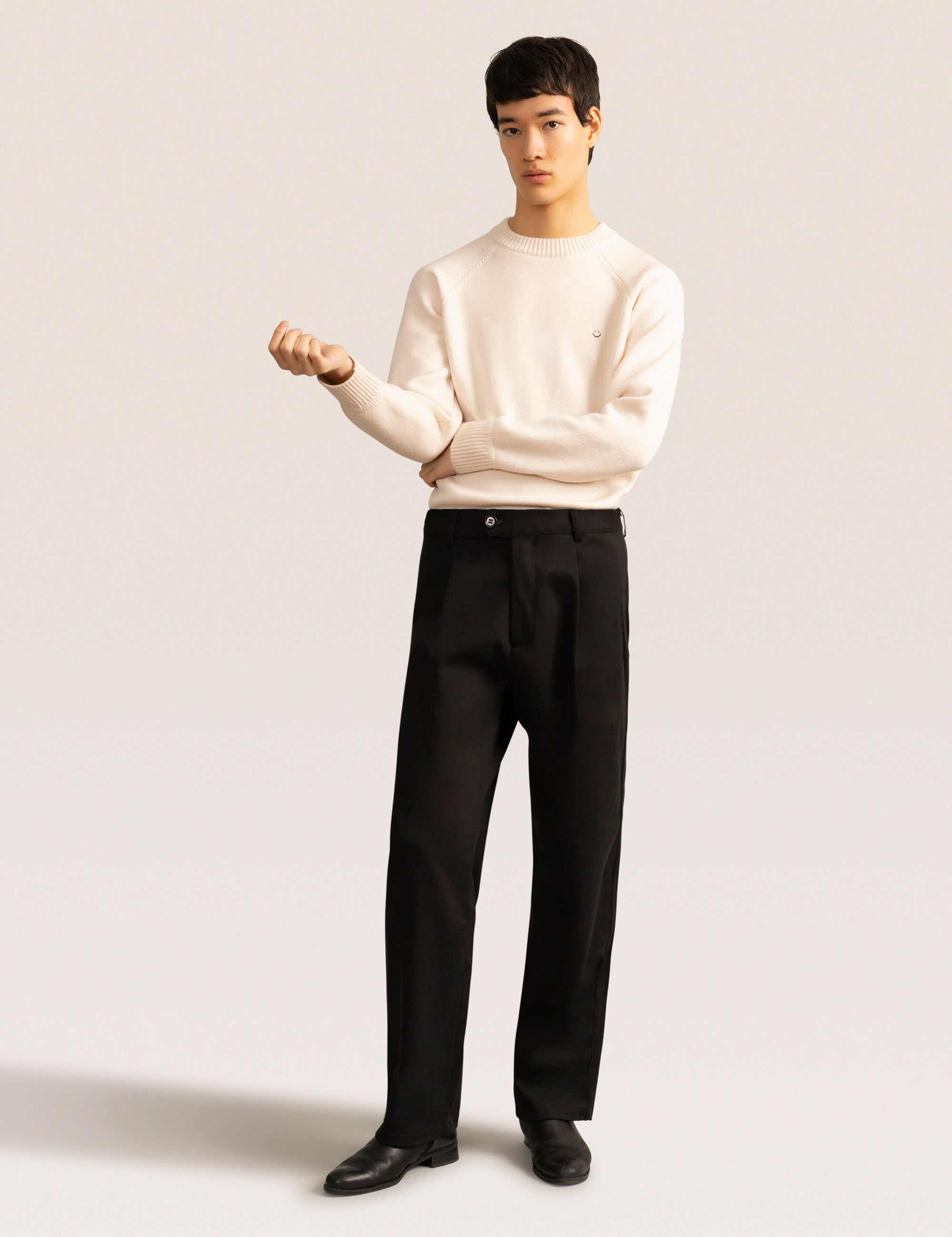 Bandsome pleated trouser in black - Australian made organic denim trousers