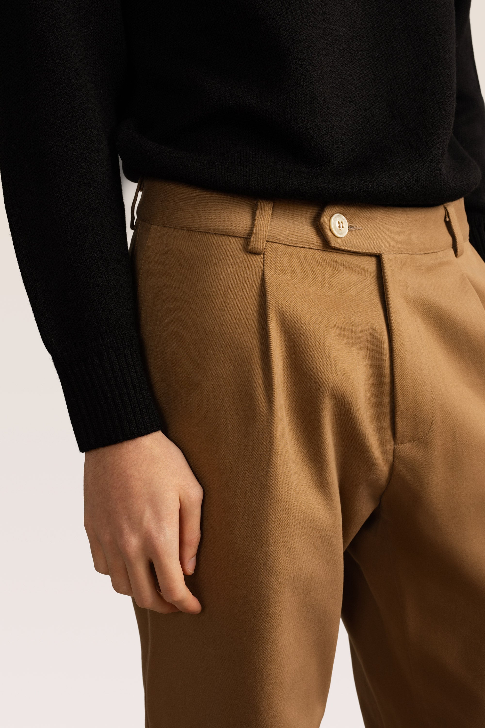 Bandsome pleated trouser in brown - Australian made cotton trousers