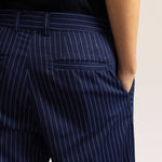 Bandsome pleated trouser in blue pinstripe - Australian made cotton trousers