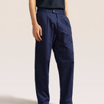 Bandsome pleated trouser in blue pinstripe - Australian made cotton trousers