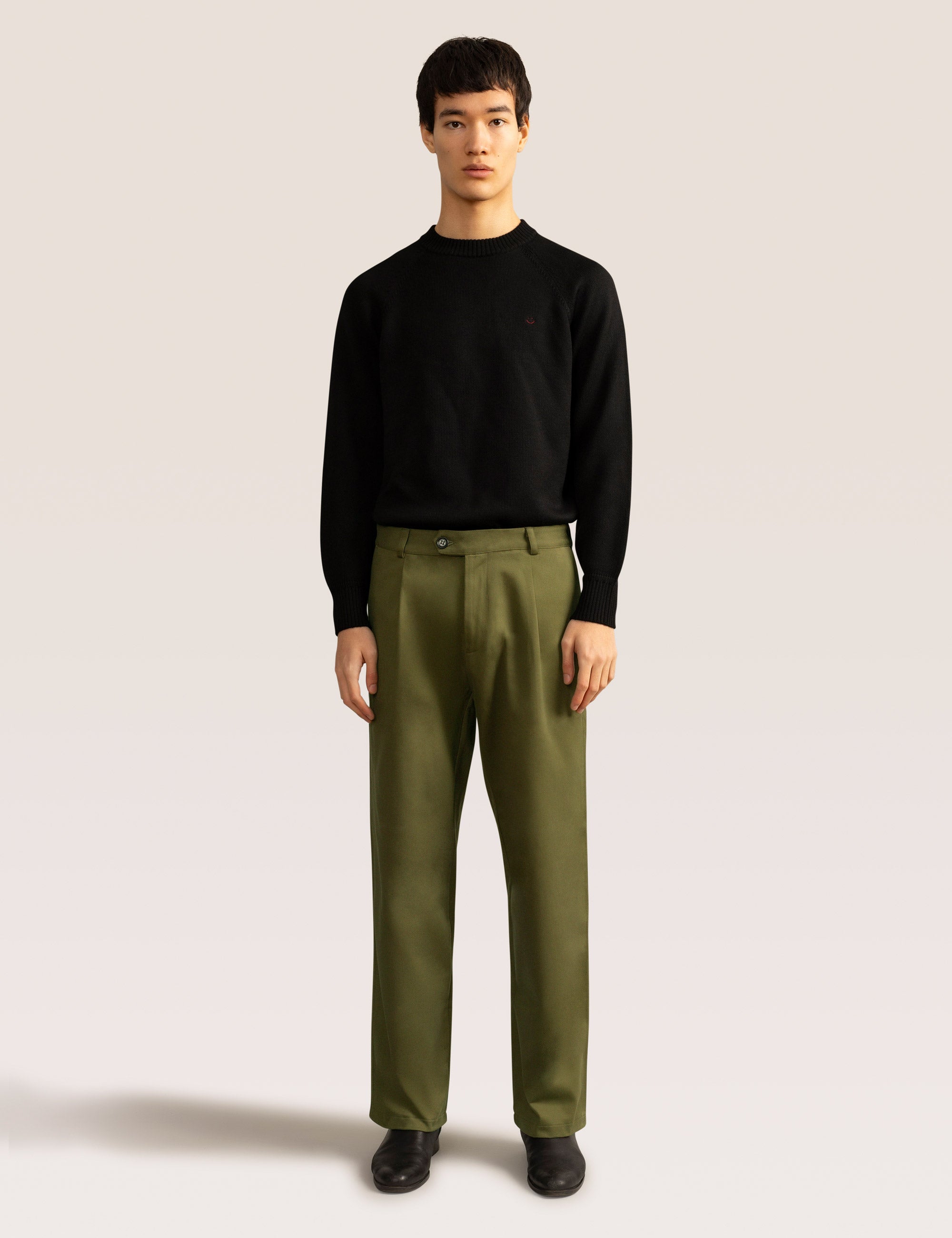Bandsome pleated trouser in olive - Australian made cotton trousers