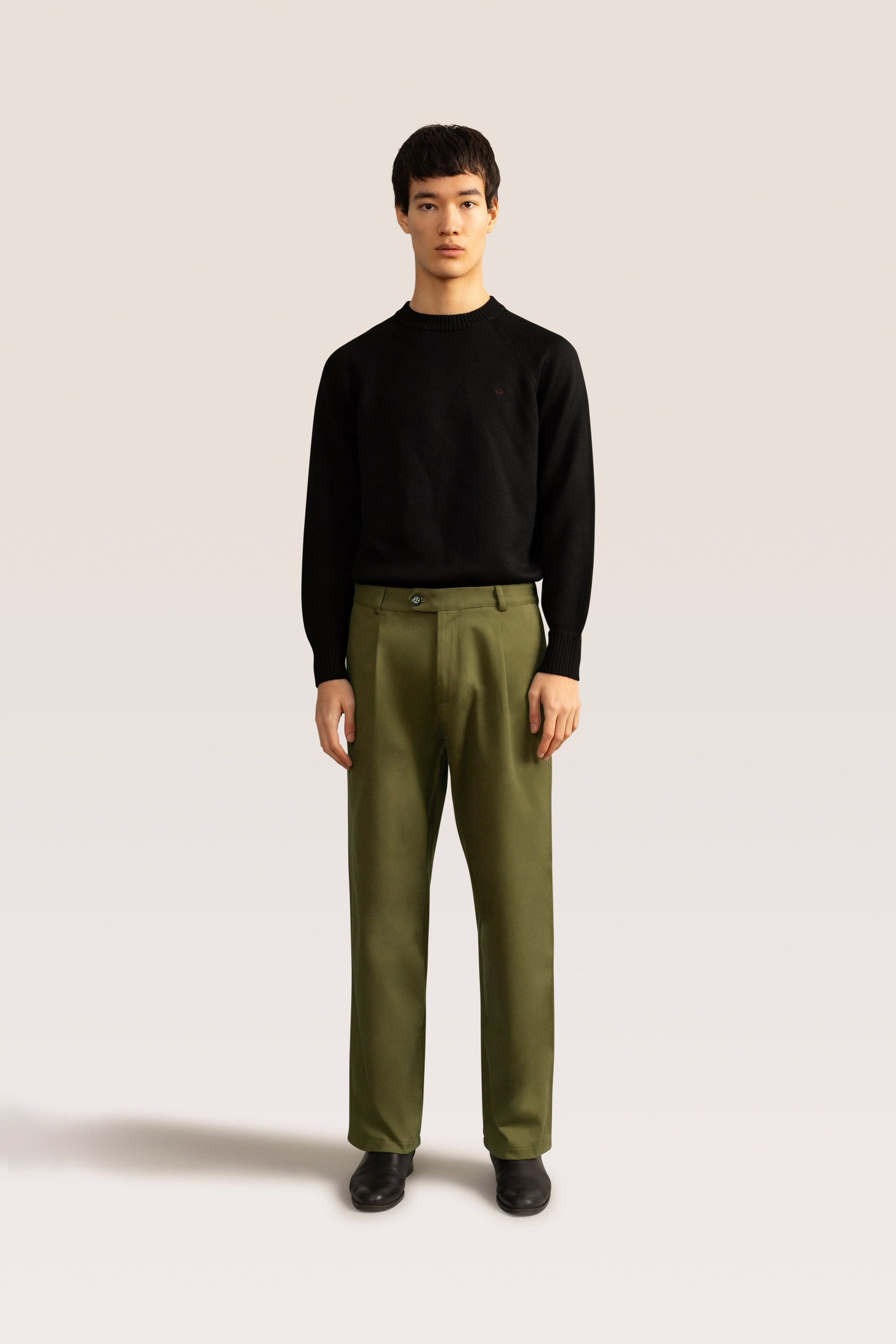 Bandsome pleated trouser in olive - Australian made cotton trousers