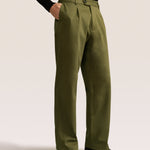 Bandsome pleated trouser in olive - Australian made cotton trousers