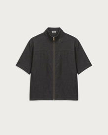 Fairway SS Zip Shirt Black Linen