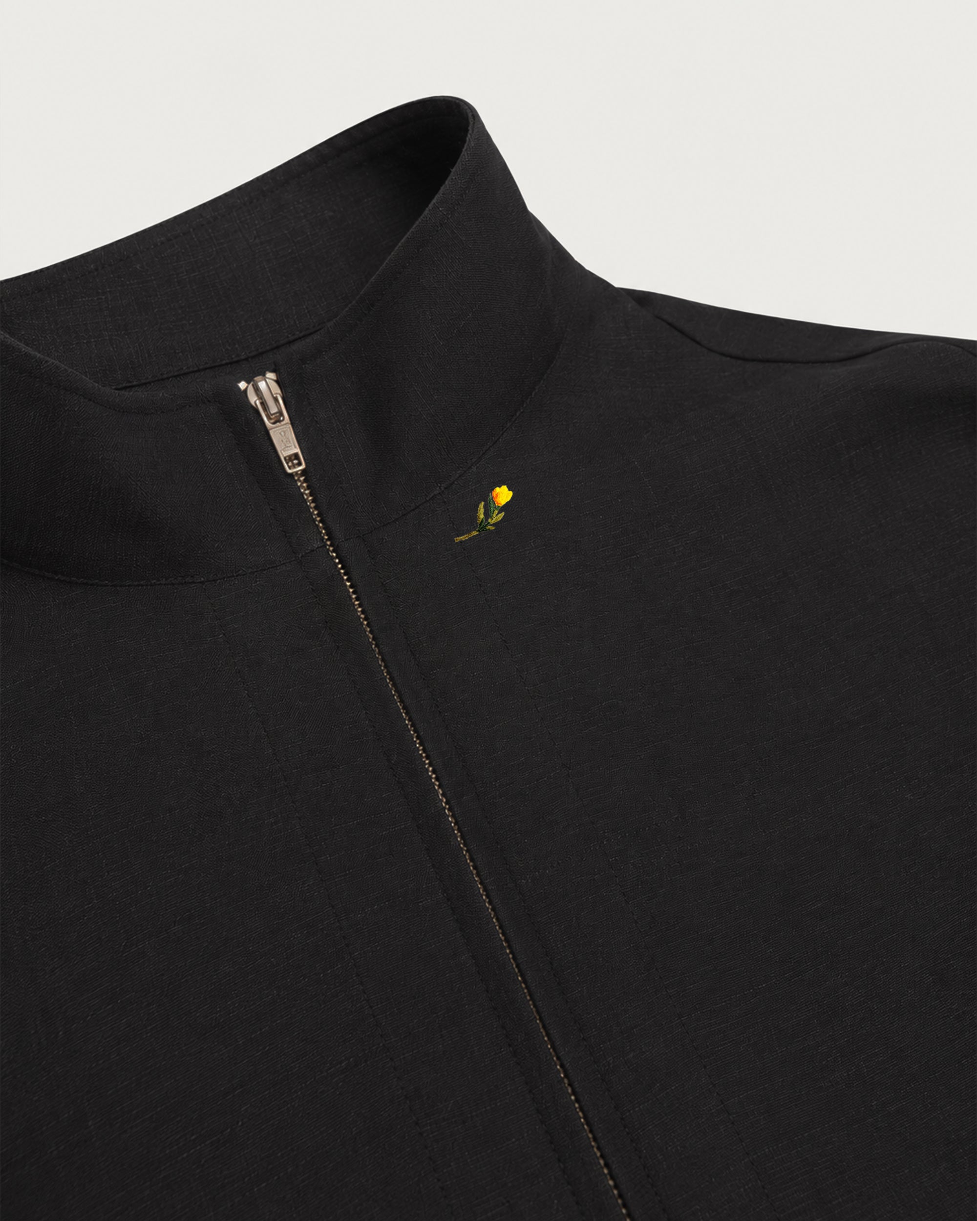 Fairway SS Zip Shirt Black Linen-3