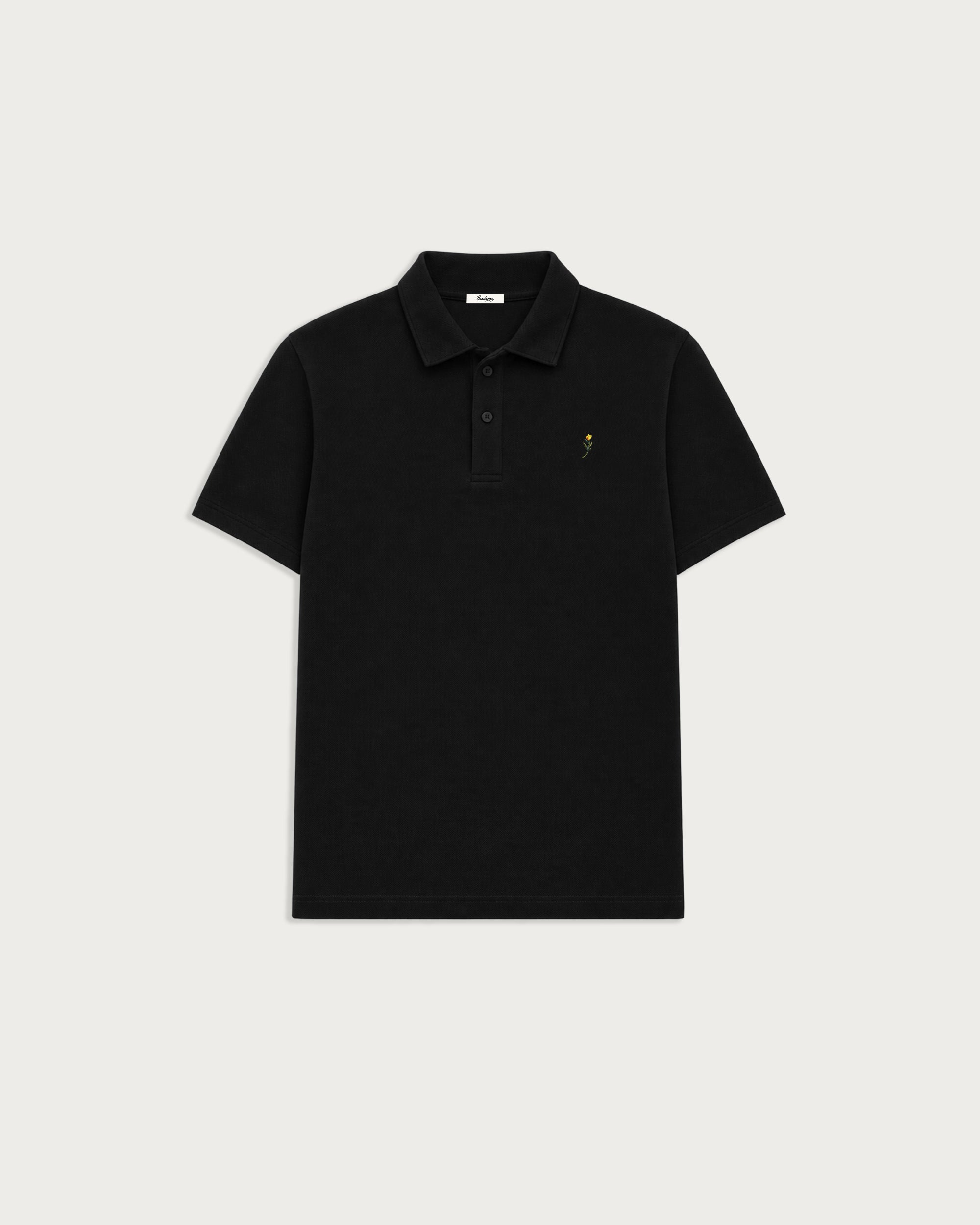 pique polo shirt black-1