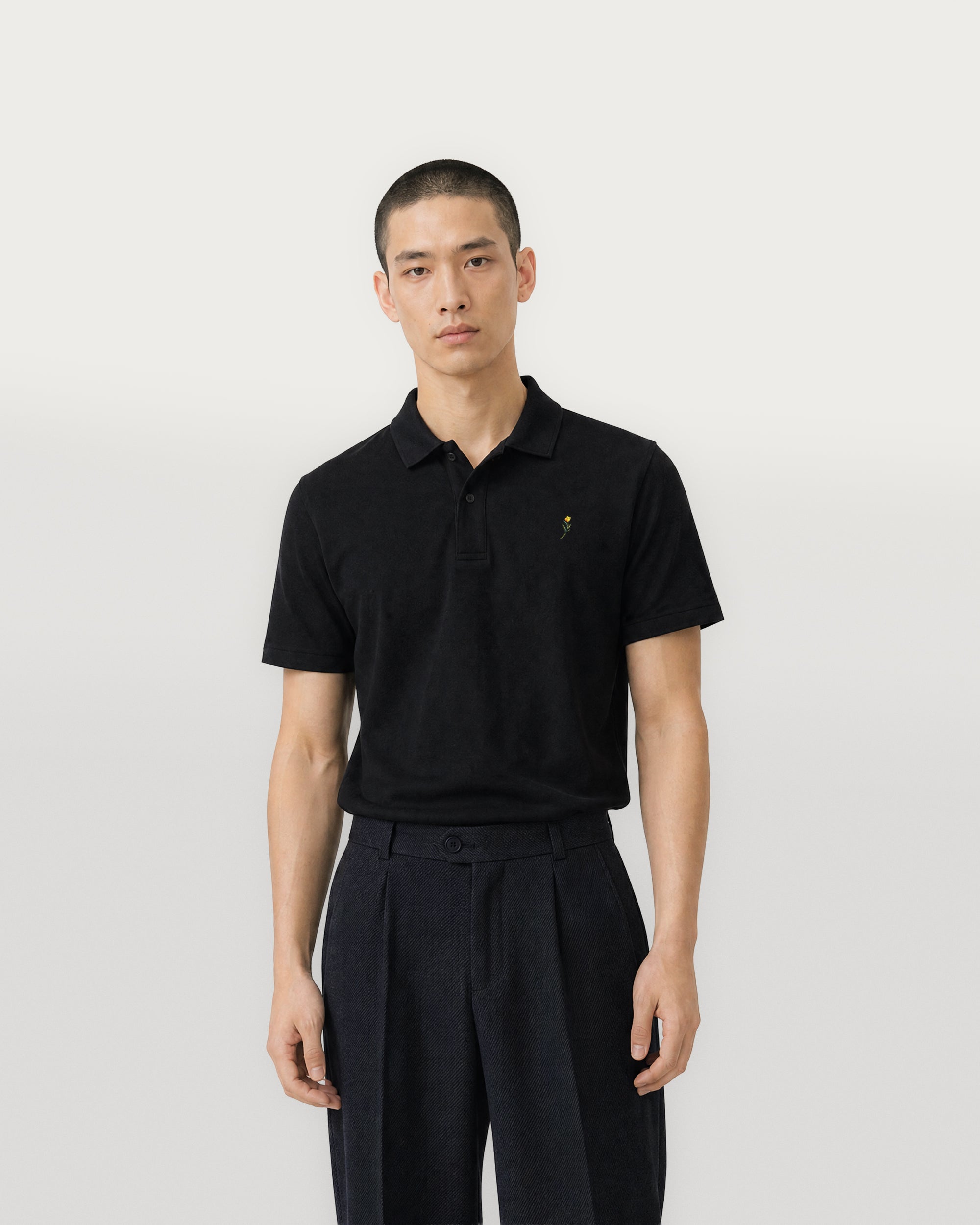 pique polo shirt black