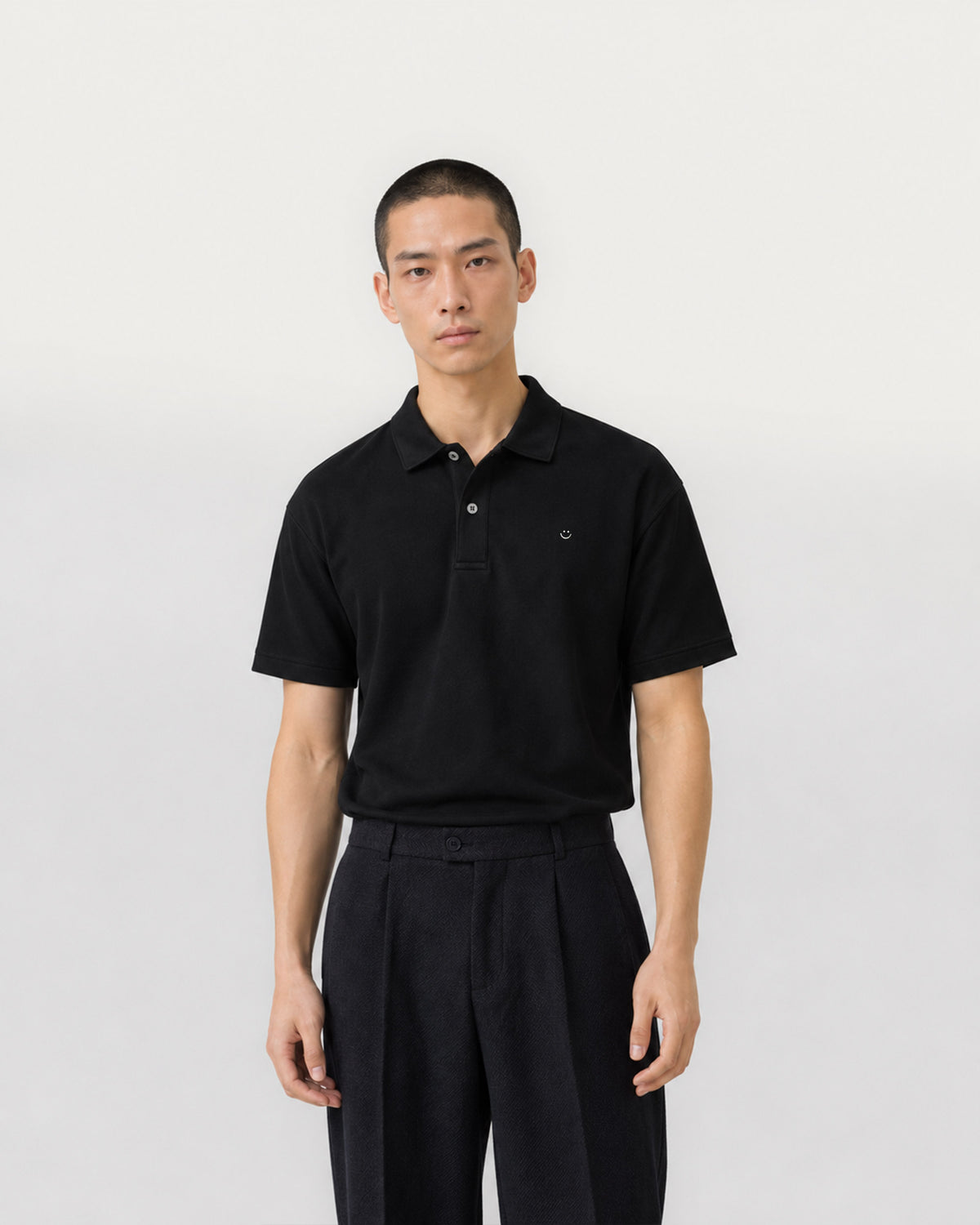 pique polo shirt black