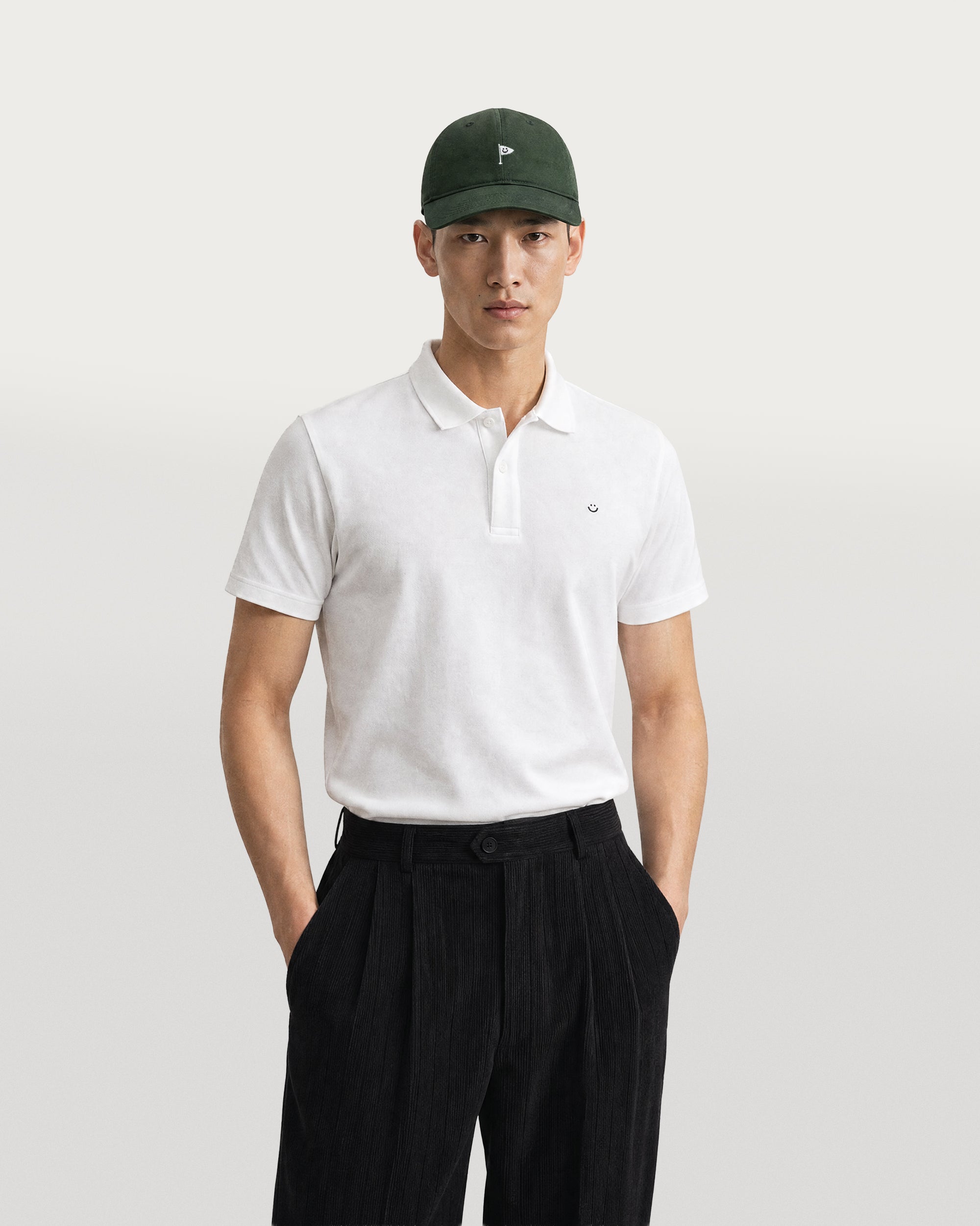 pique polo shirt white-2