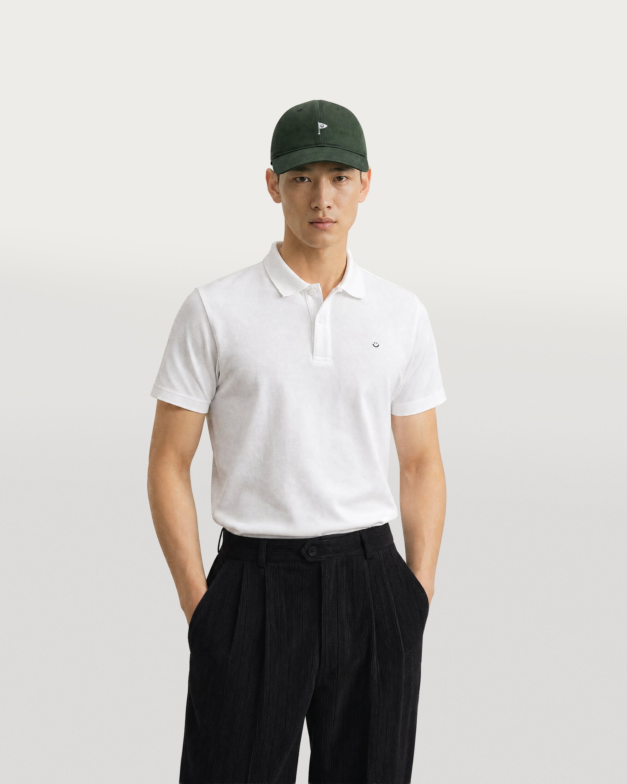 pique polo shirt white