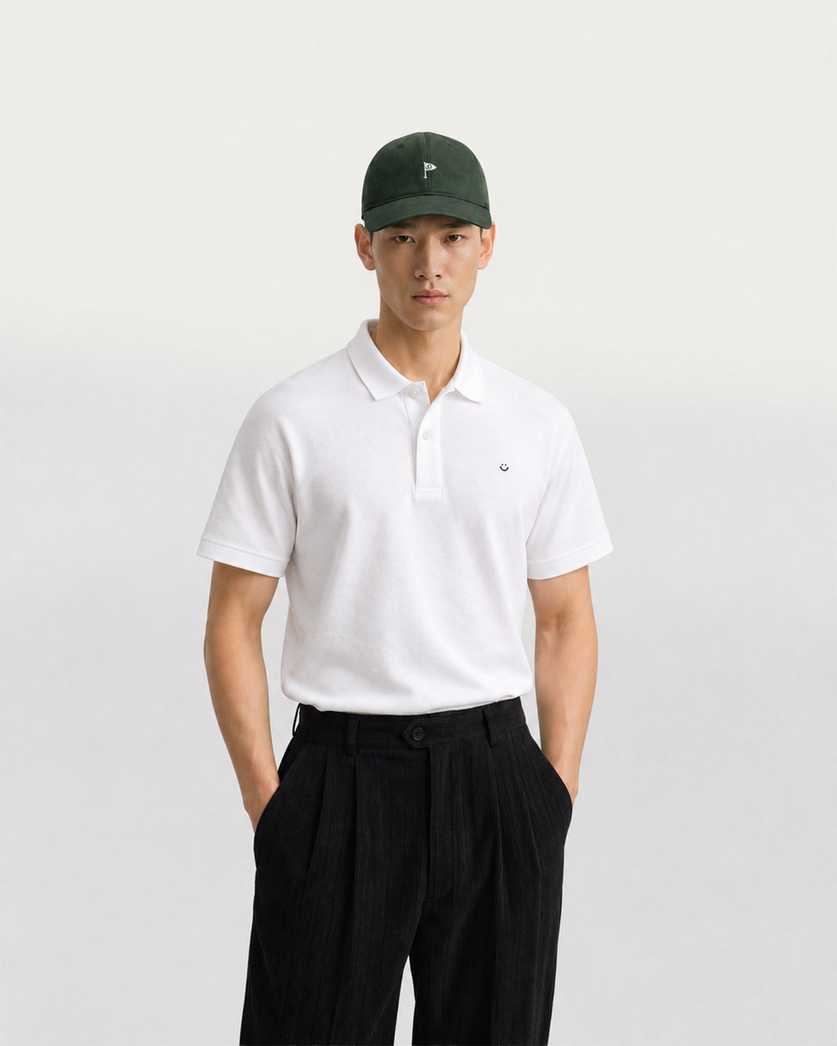 pique polo shirt white
