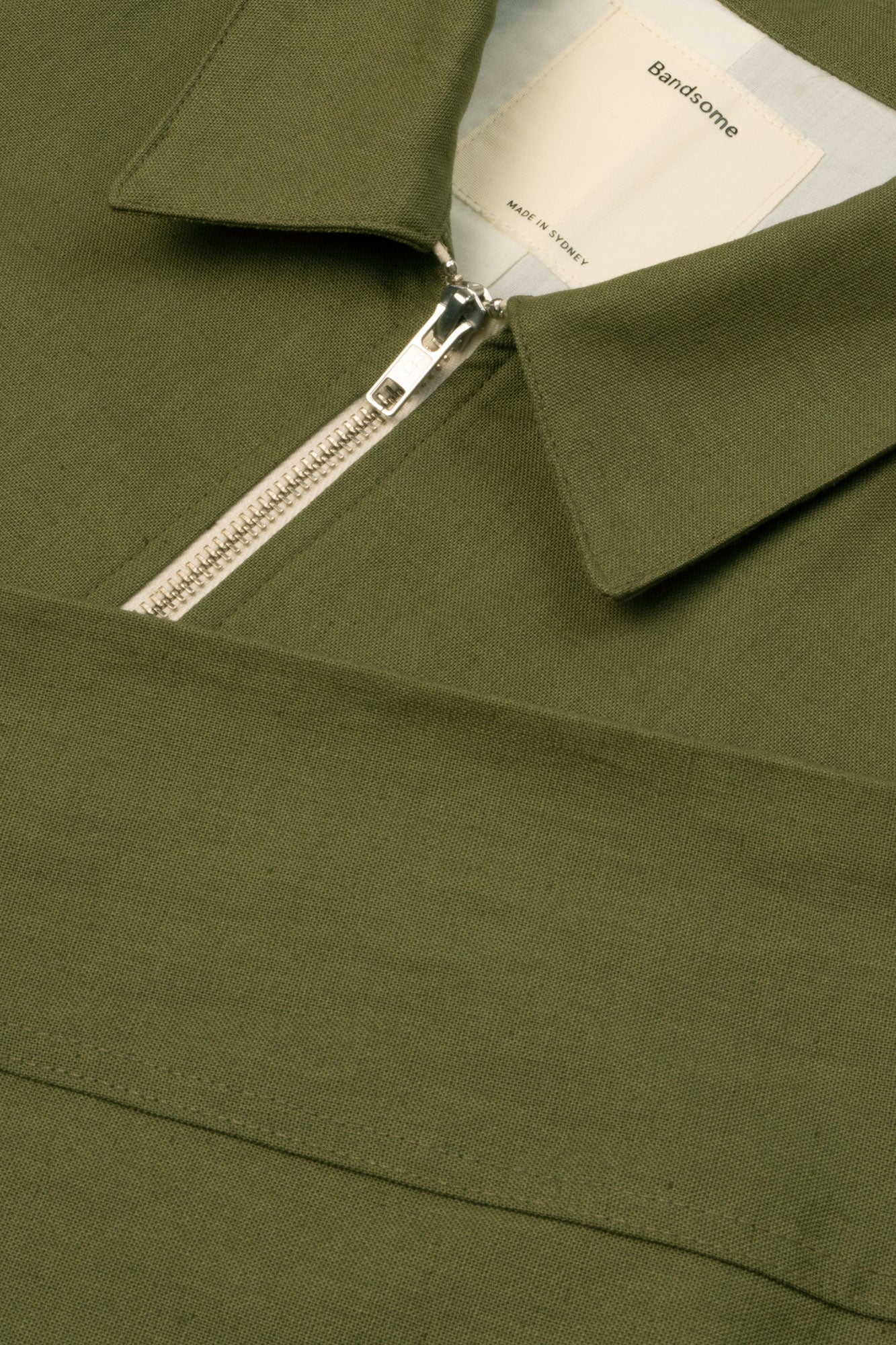 veste zippée en toile de lin olive