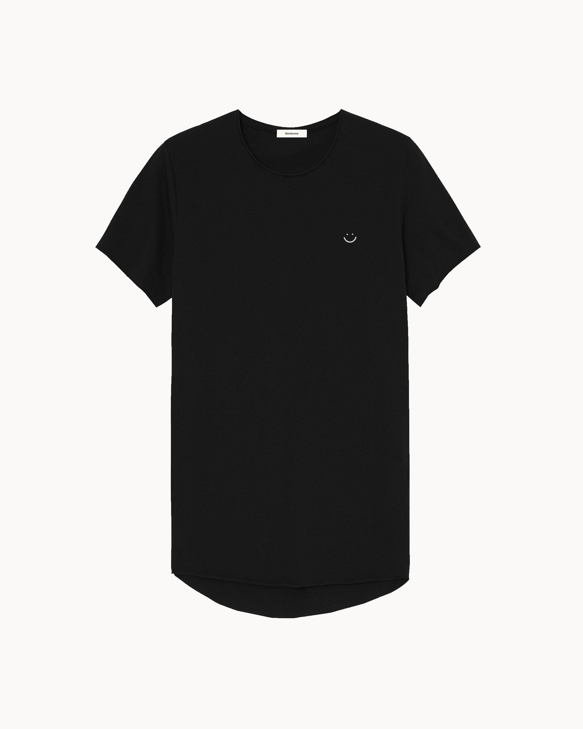 Bandsome original raw t-shirt in black smiley - Australian made organic cotton top