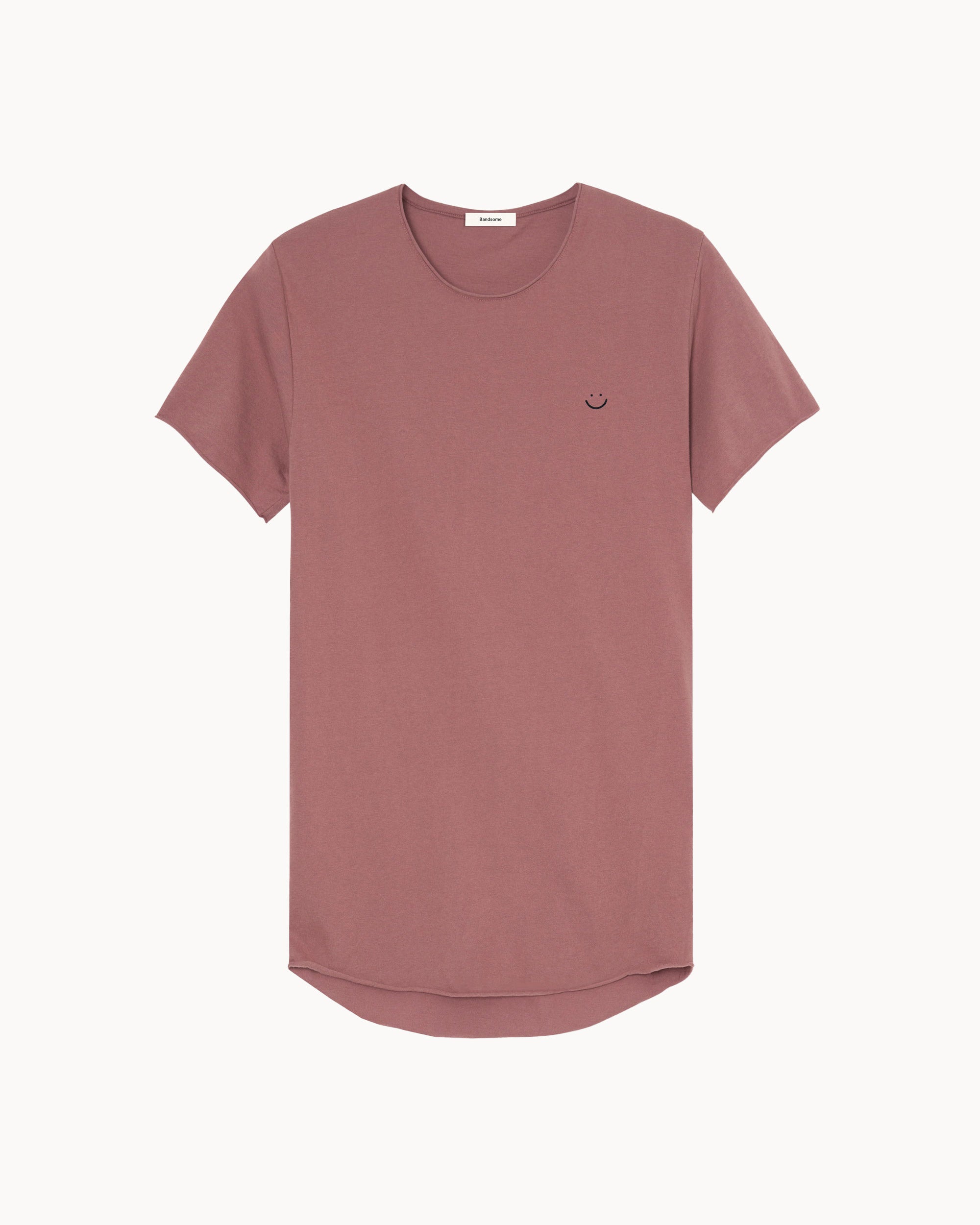 Bandsome original raw t-shirt in burgundy smiley - Australian made organic cotton top
