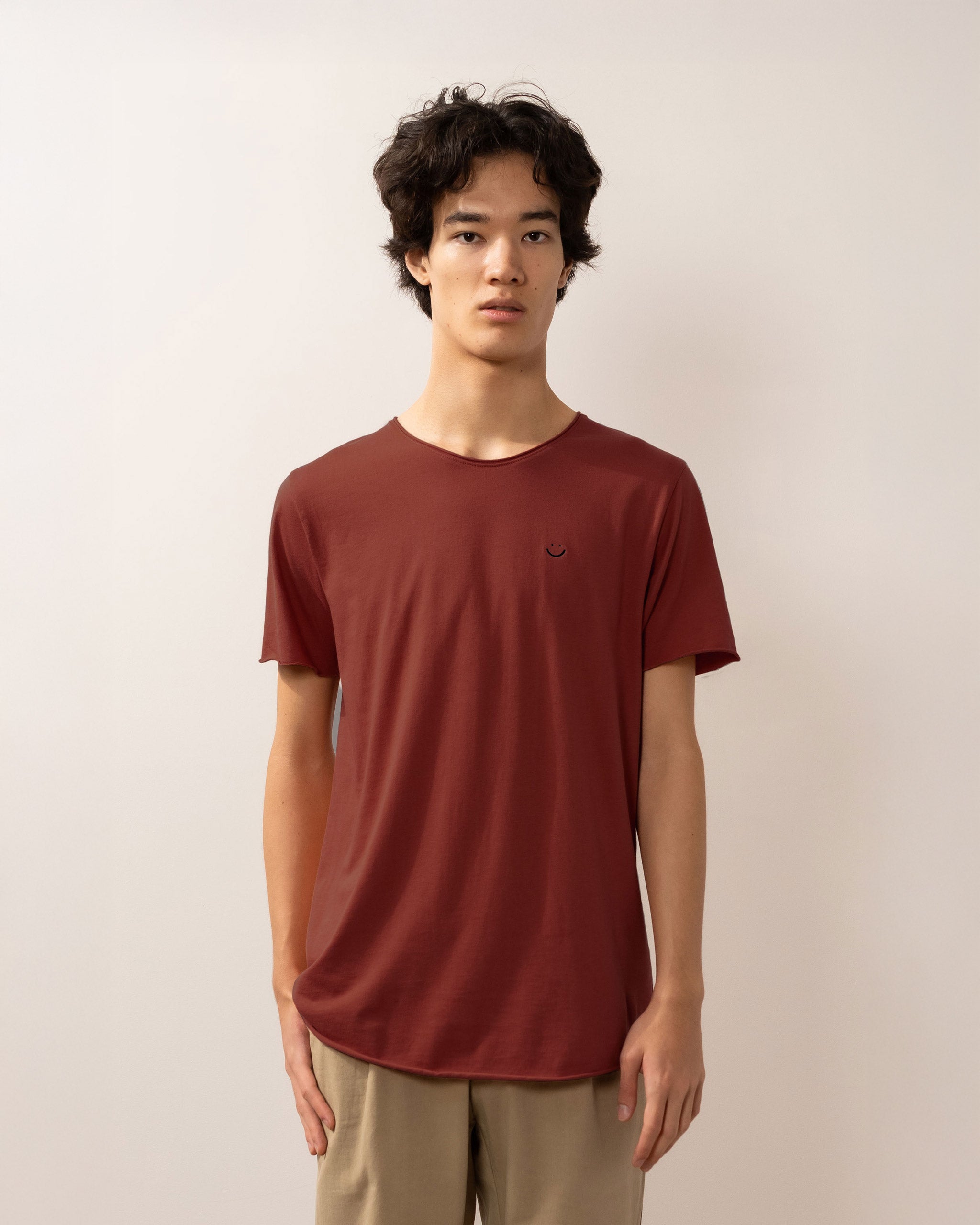 Bandsome original raw t-shirt in chilli smiley - Australian made organic cotton top
