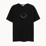 Pique T-Shirt Black Triple Stitch Smiley