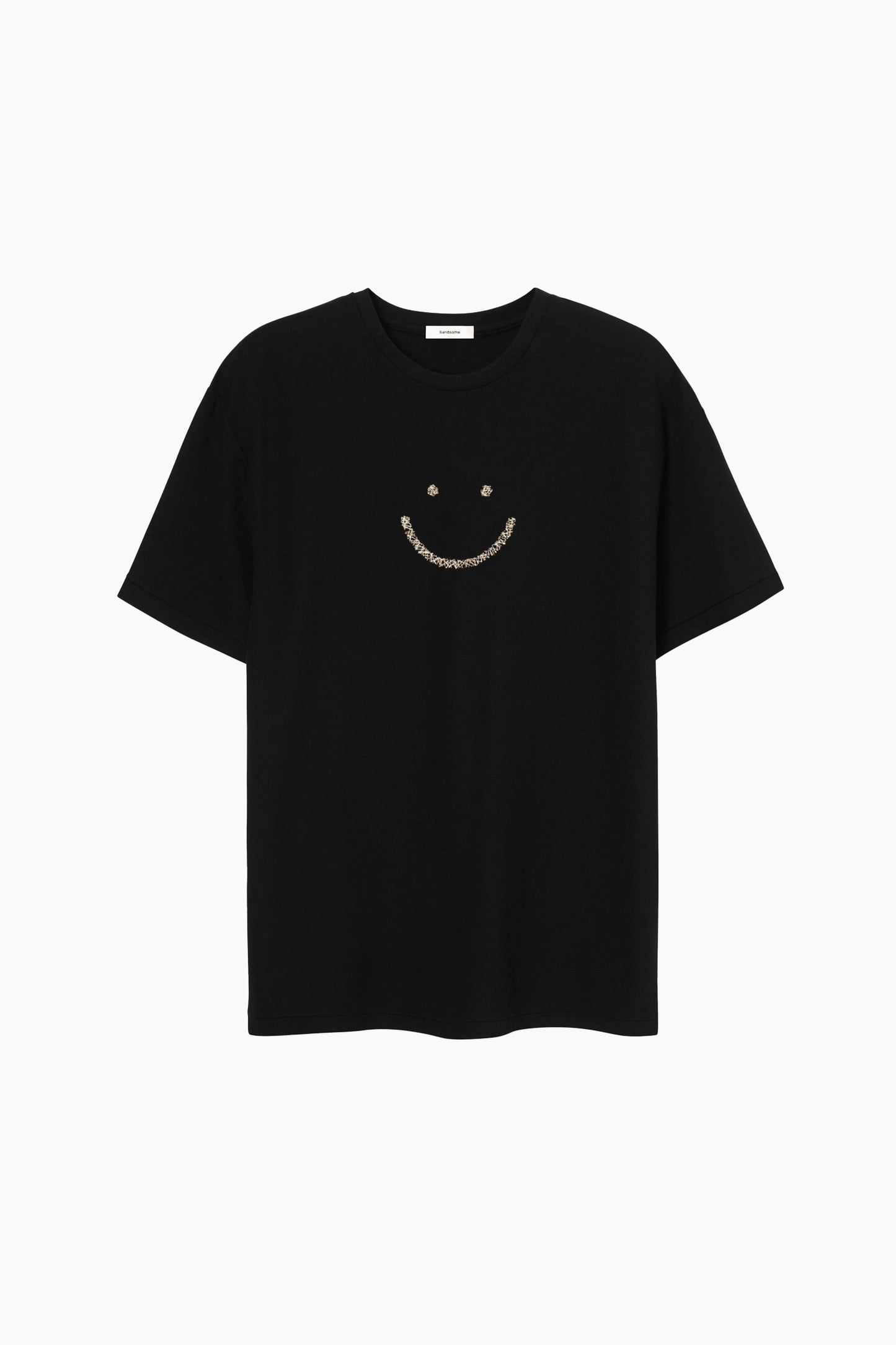 Pique T-Shirt Black Triple Stitch Smiley