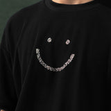 Pique T-Shirt Black Triple Stitch Smiley