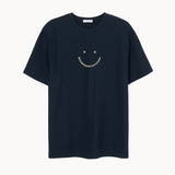 Pique T-Shirt Navy Triple Stitch Smiley