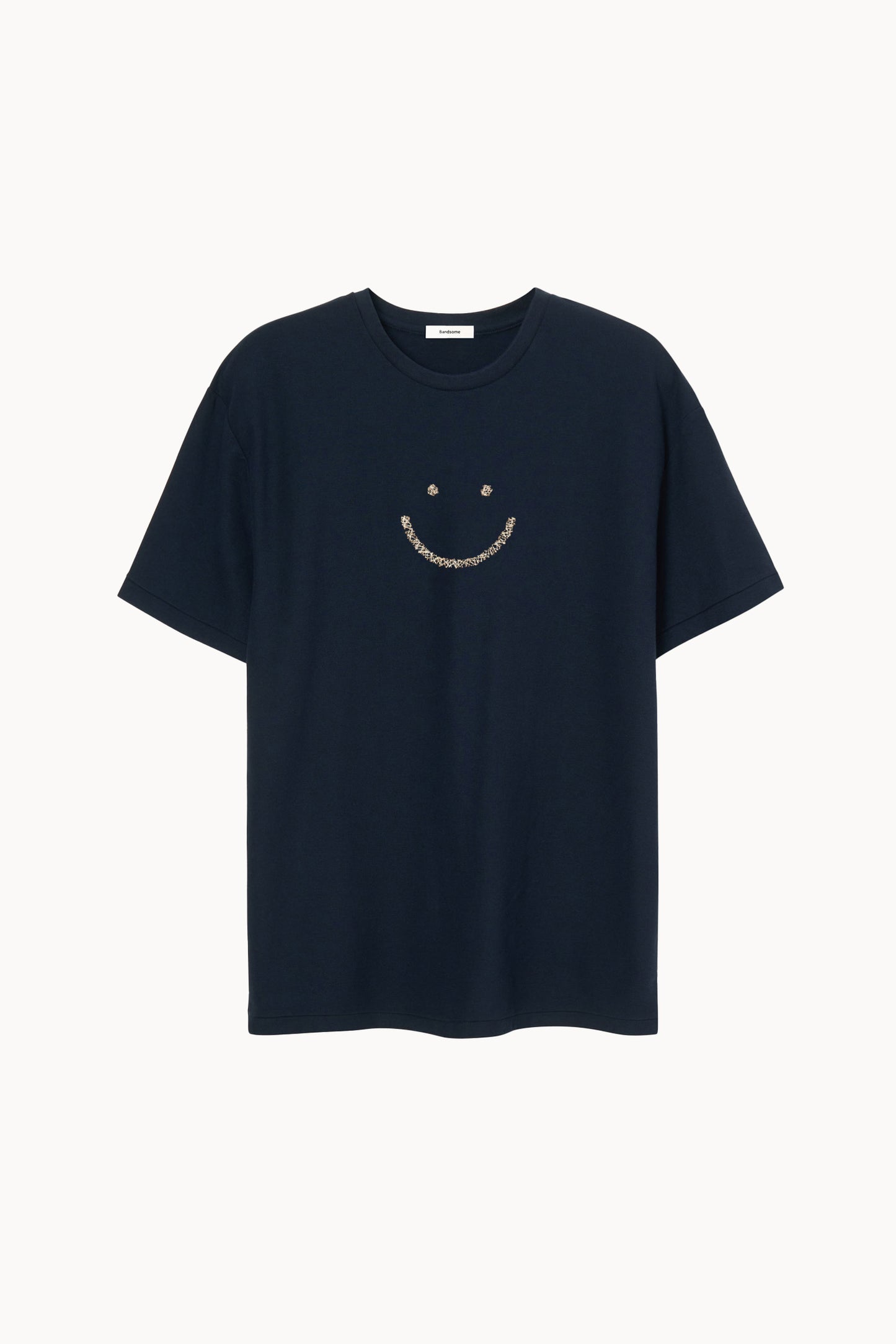 Pique T-Shirt Navy Triple Stitch Smiley