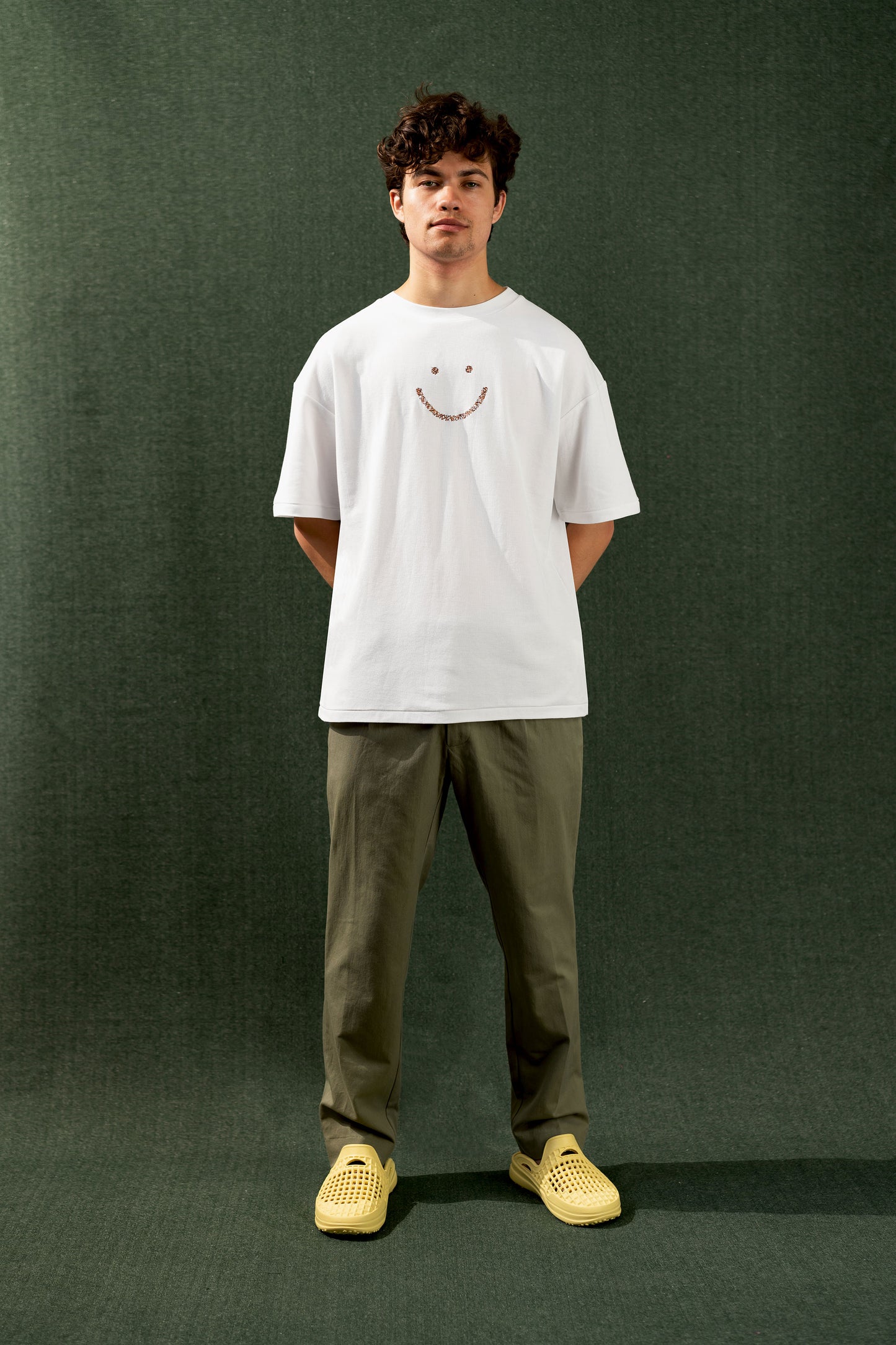 Pique T-Shirt White Triple Stitch Smiley