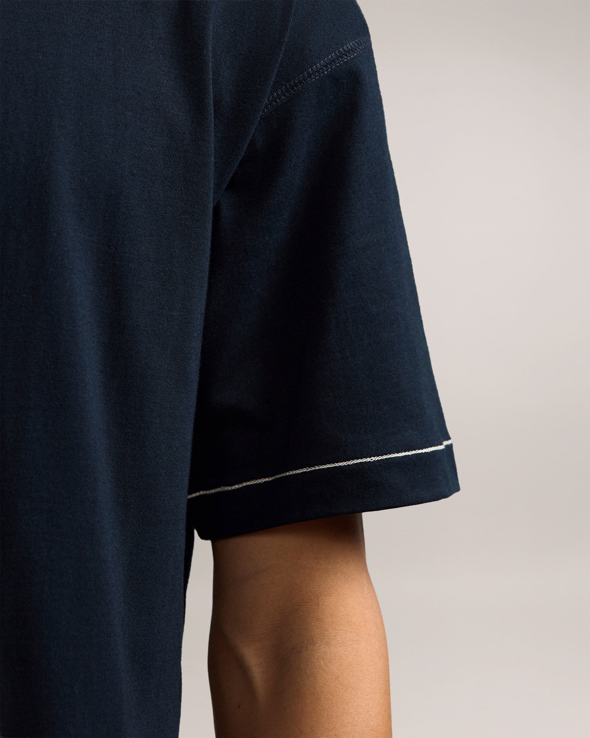 Bandsome Box T-Shirt in Navy Lying Man - Australian made organic cotton