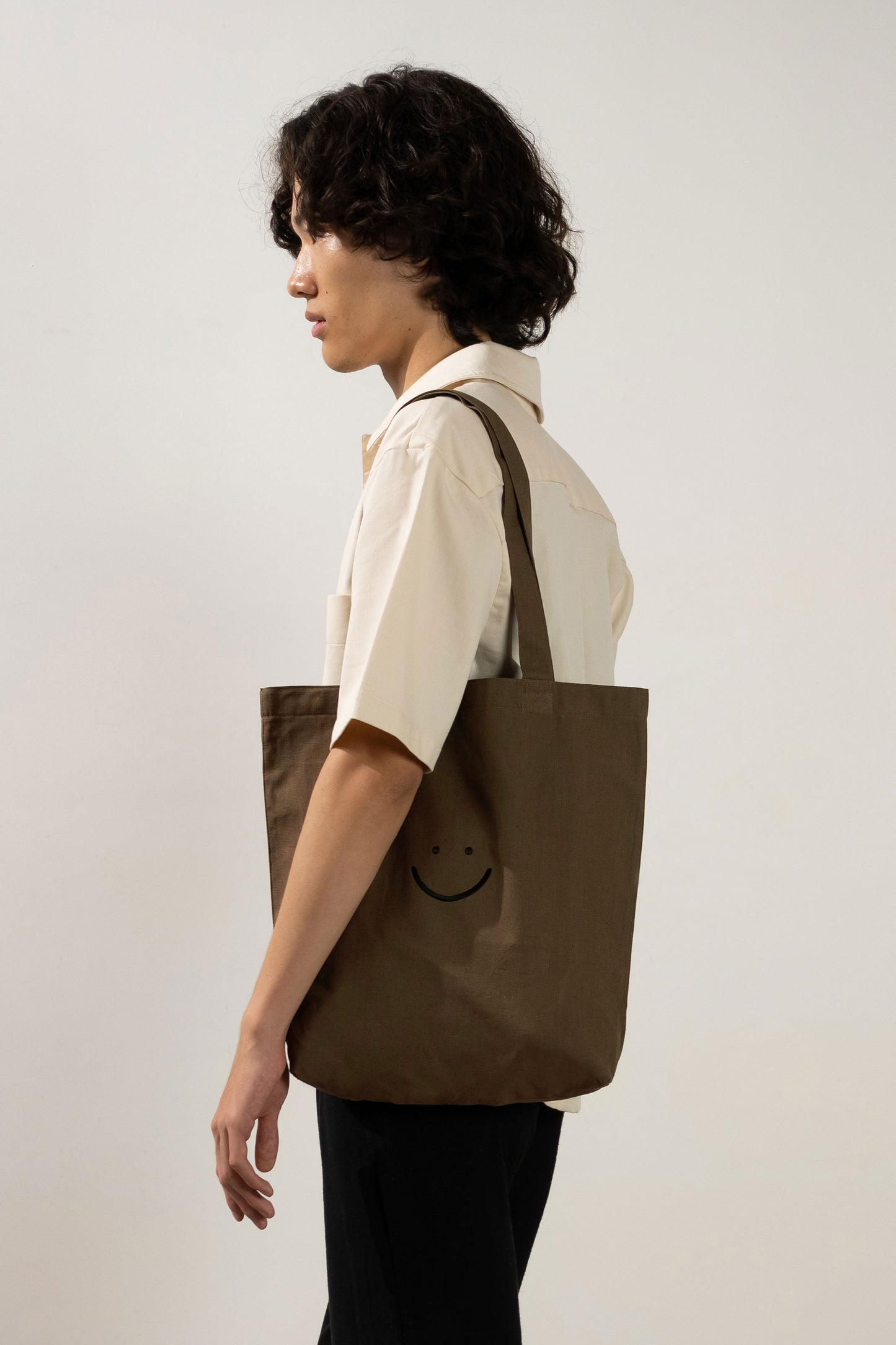 Linen Pocket Tote Bag Umber